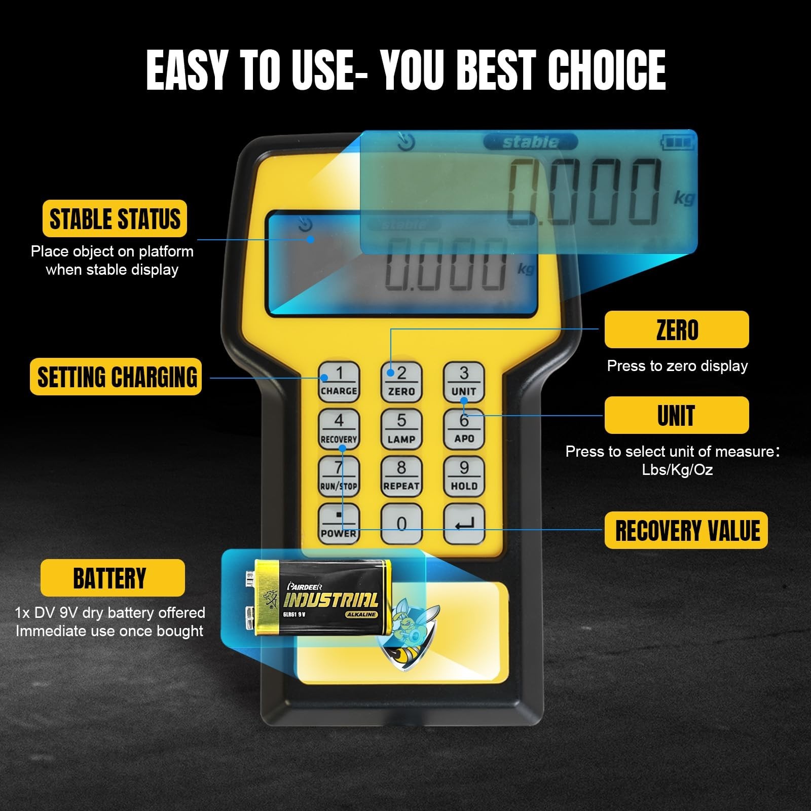 High Precision 220 LBS Refrigerant Charging Scale - Programmable HVAC Freon Weig