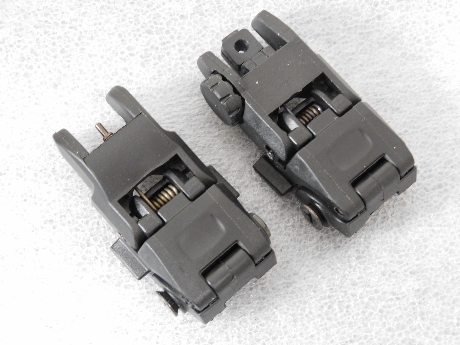Black Polymer Folding Front and Rear Sight Flip Up Backup Sights Picatinny