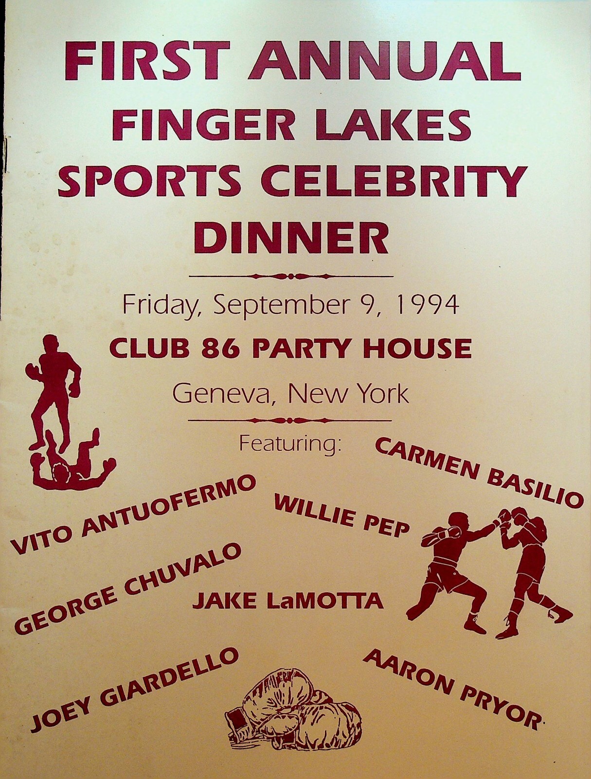Finger Lakes Sports Celebrity Program 1994 Carmen Basilio Jake Lamotta