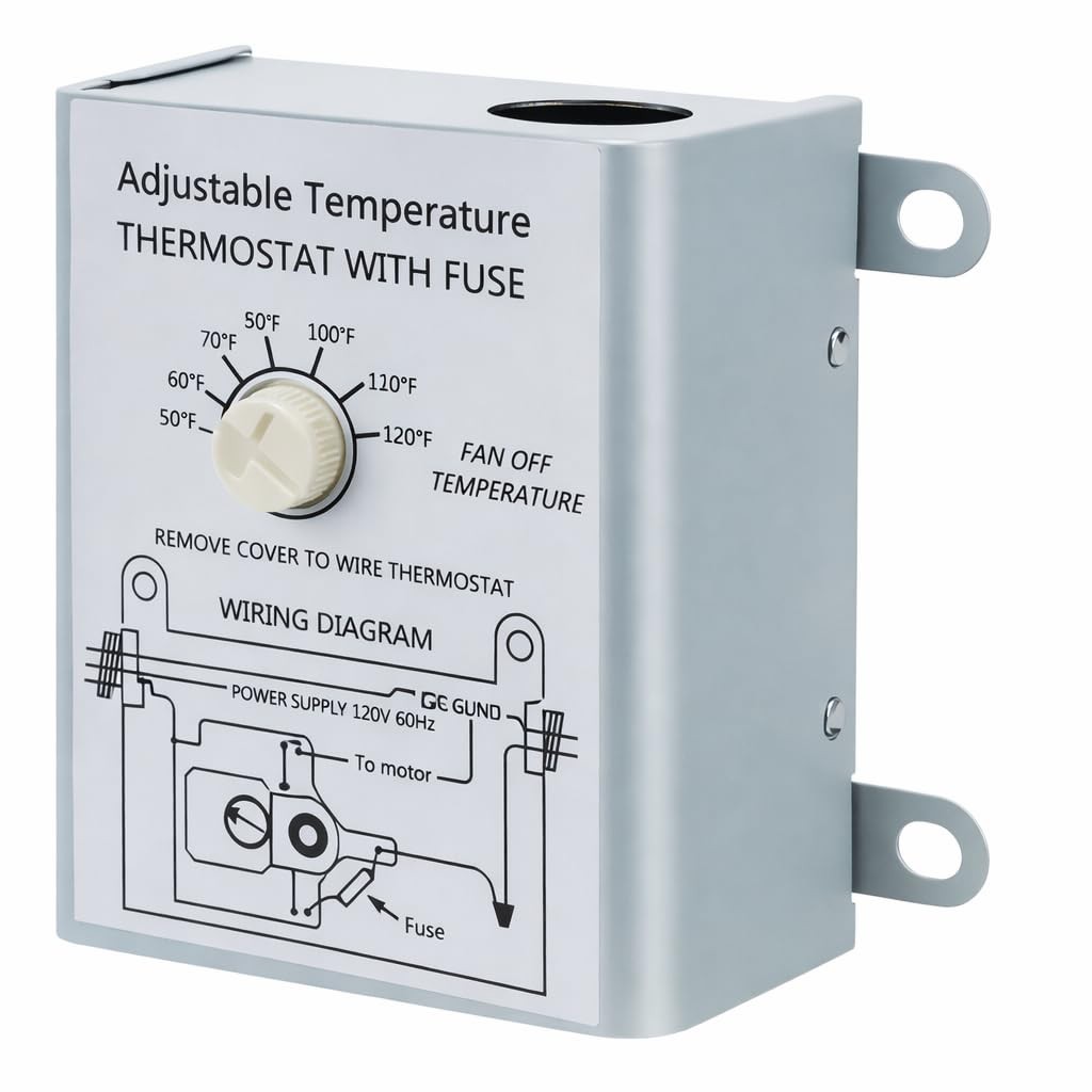 58033 Adjustable Thermostat Switch 50°F–120°F, 13A 120V Max 1200W, White