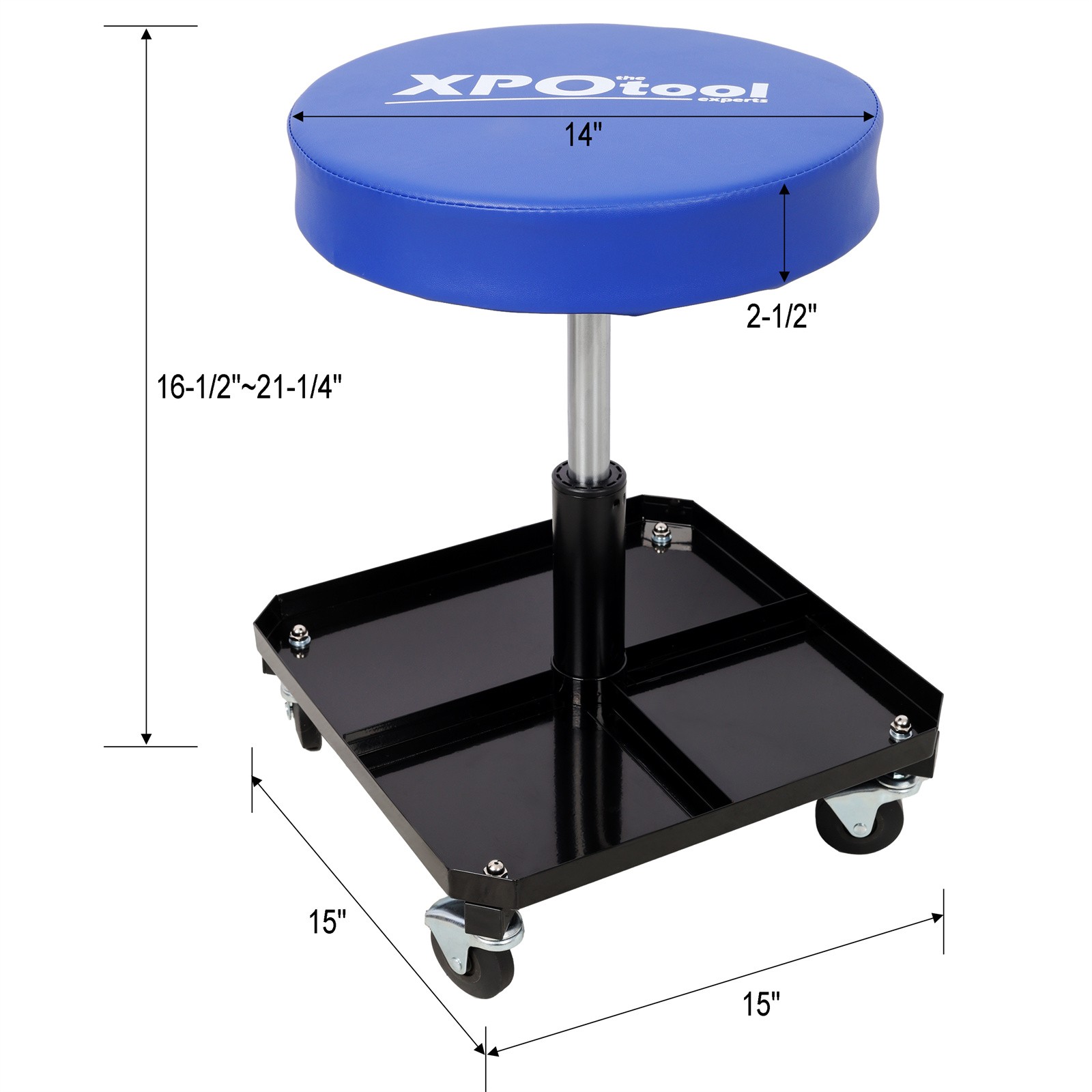 Rolling Pneumatic Creeper Garage Seat Adjustable Mechanic Stool with Tool Tray