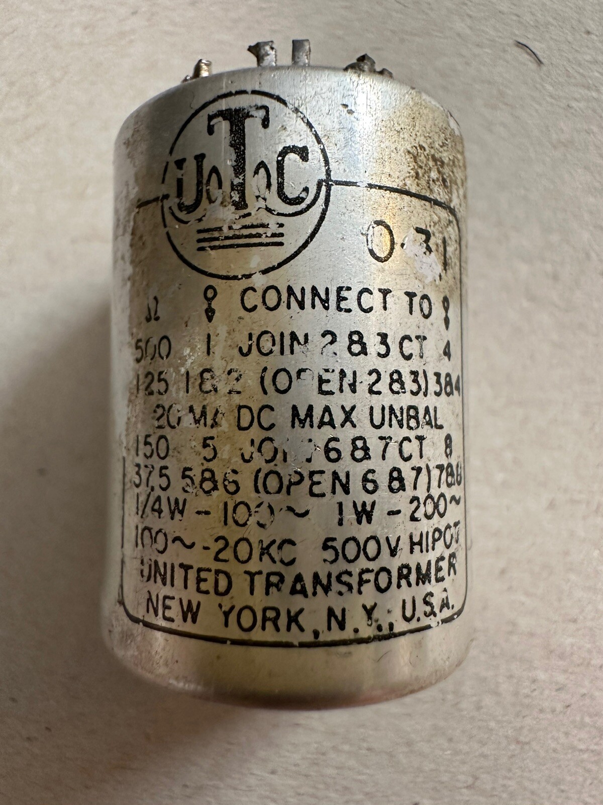 Vintage UTC O-31 Transformer Rare