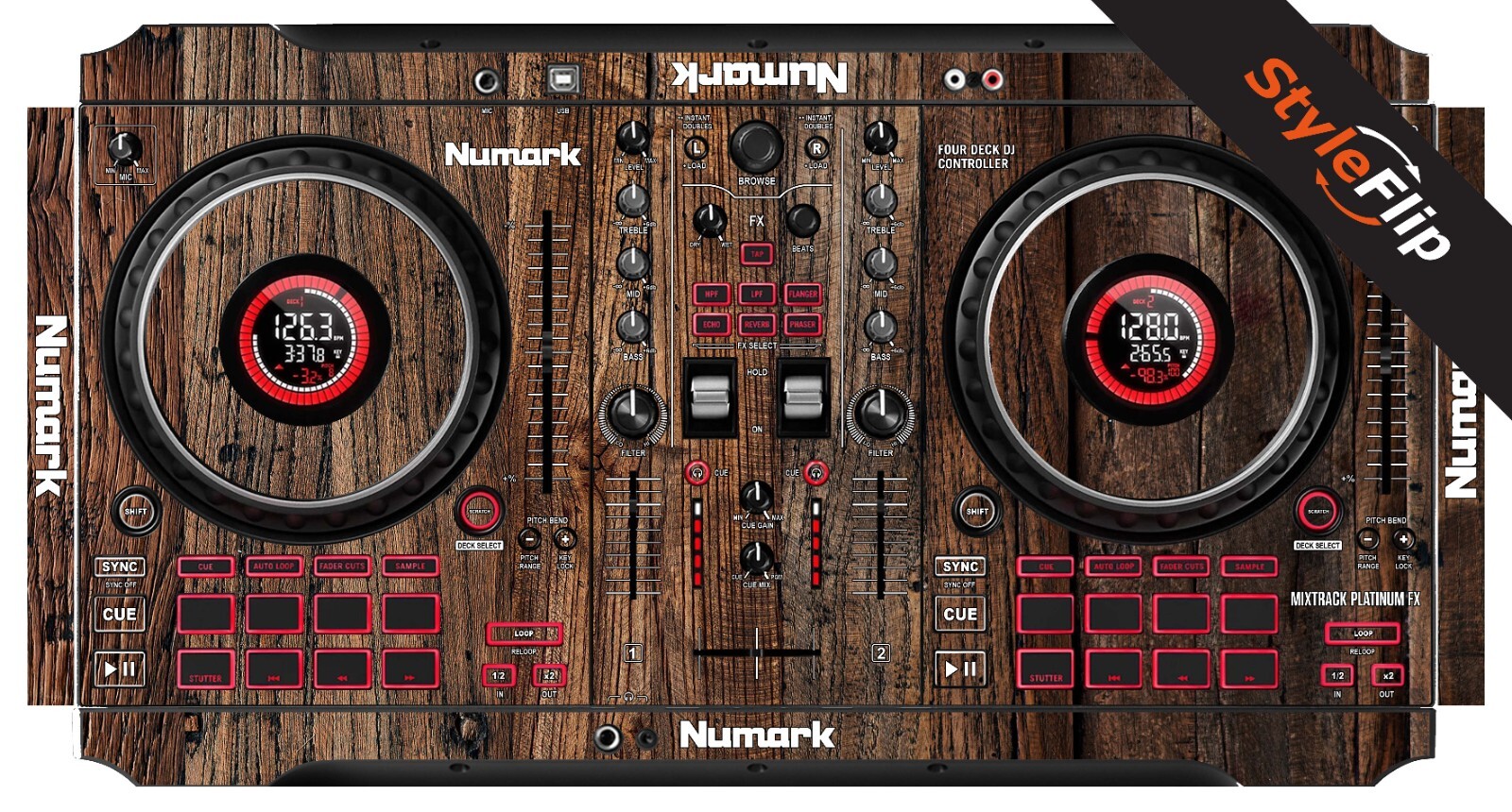 Numark Mixtrack Platinum FX Skin | Wood #3 | Protective Decal | StyleFlip Skins