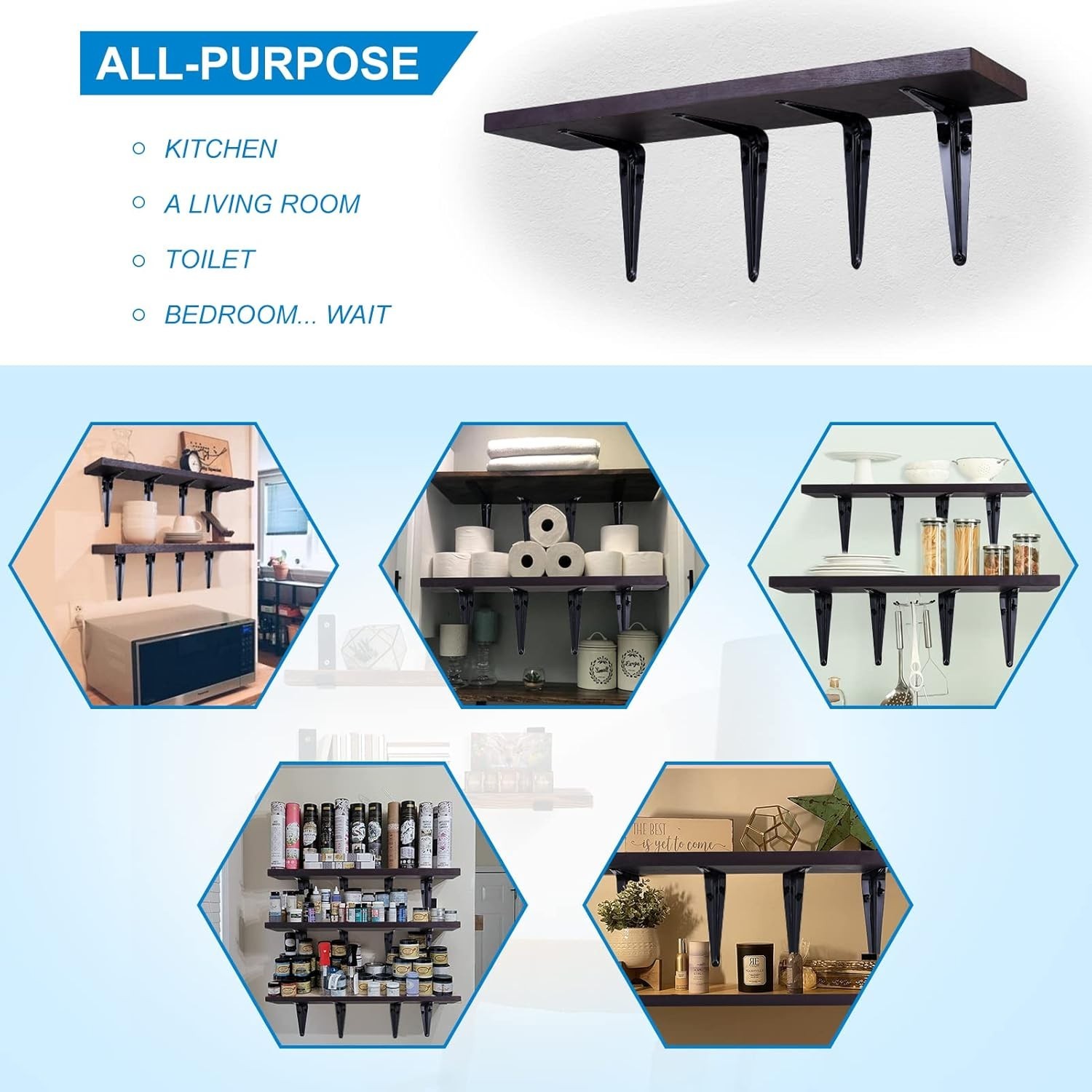 10 Pack Shelf Bracket 12 Inch ,Heavy Duty Shelf Brackets,Floating Shelf Brack...