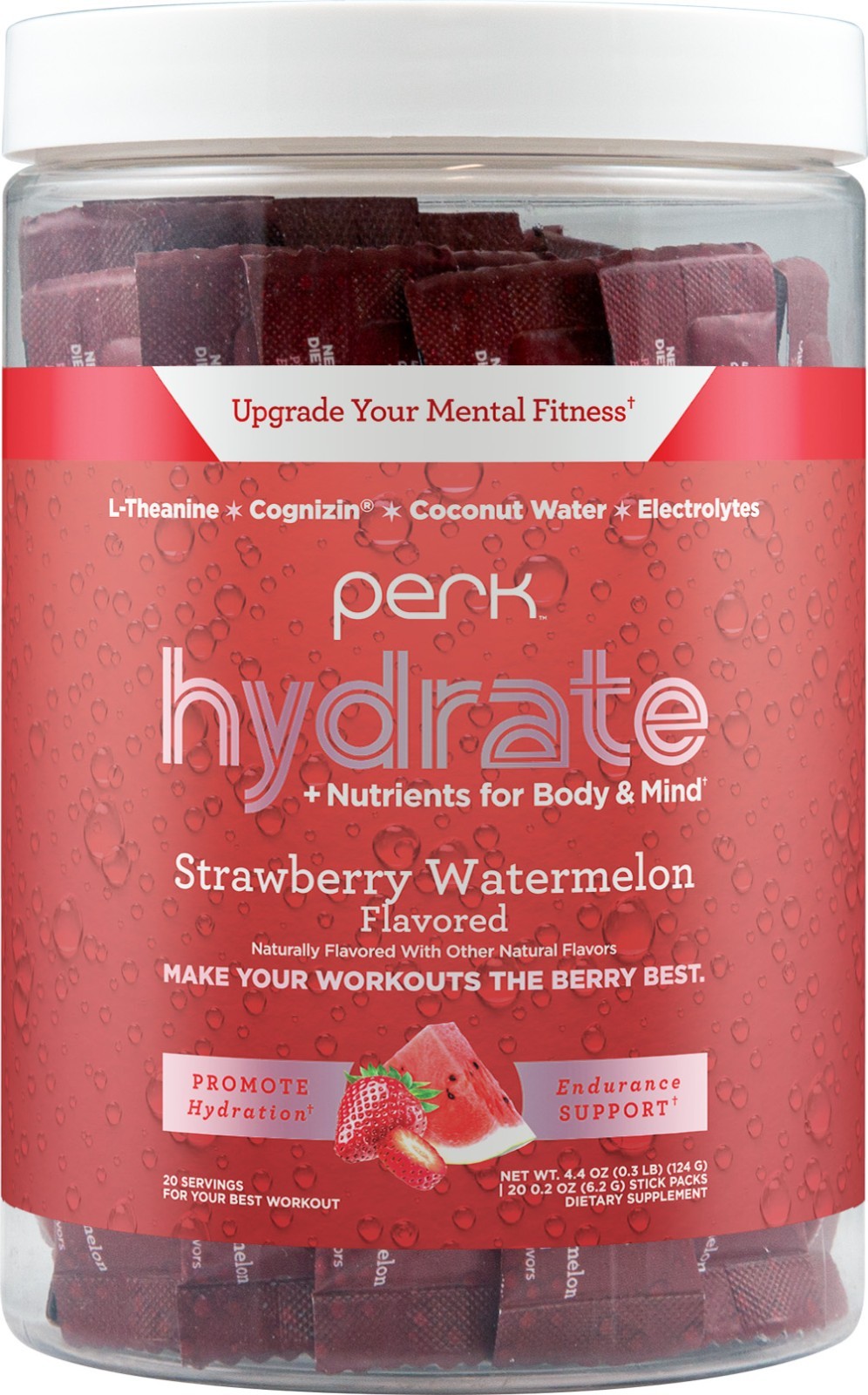 Perk Hydrate Electrolyte Stickpacks (Strawberry Watermelon) 20 Packets