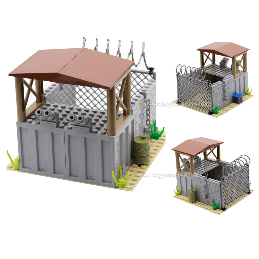 MOC Custom Military Building Blocks Bricks Watchtower Battle Scene Baseplate DIY