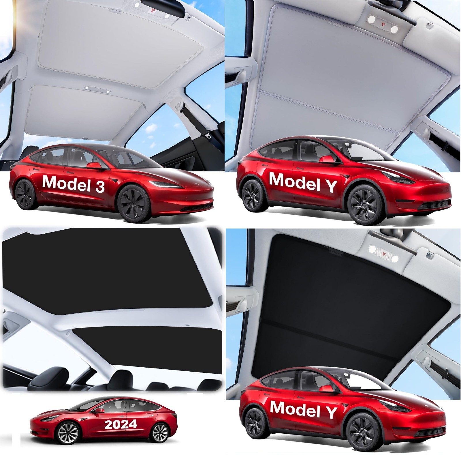 For Tesla Model Y (2024-2019) Glass Roof Sunshade Premium Sunroof sun shade