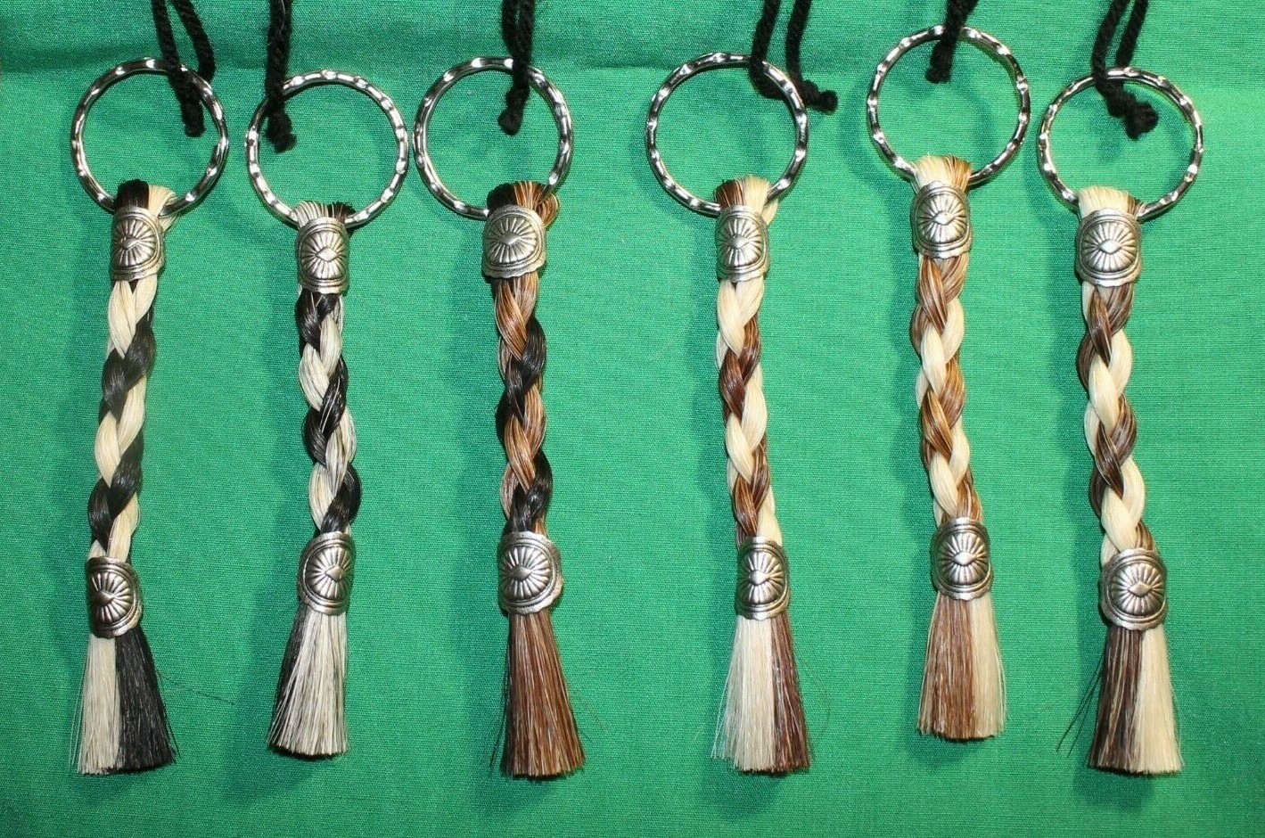 Equine Key Chain - Cowboy Collectibles Braided Horse Hair - Two Colors w/Conchos