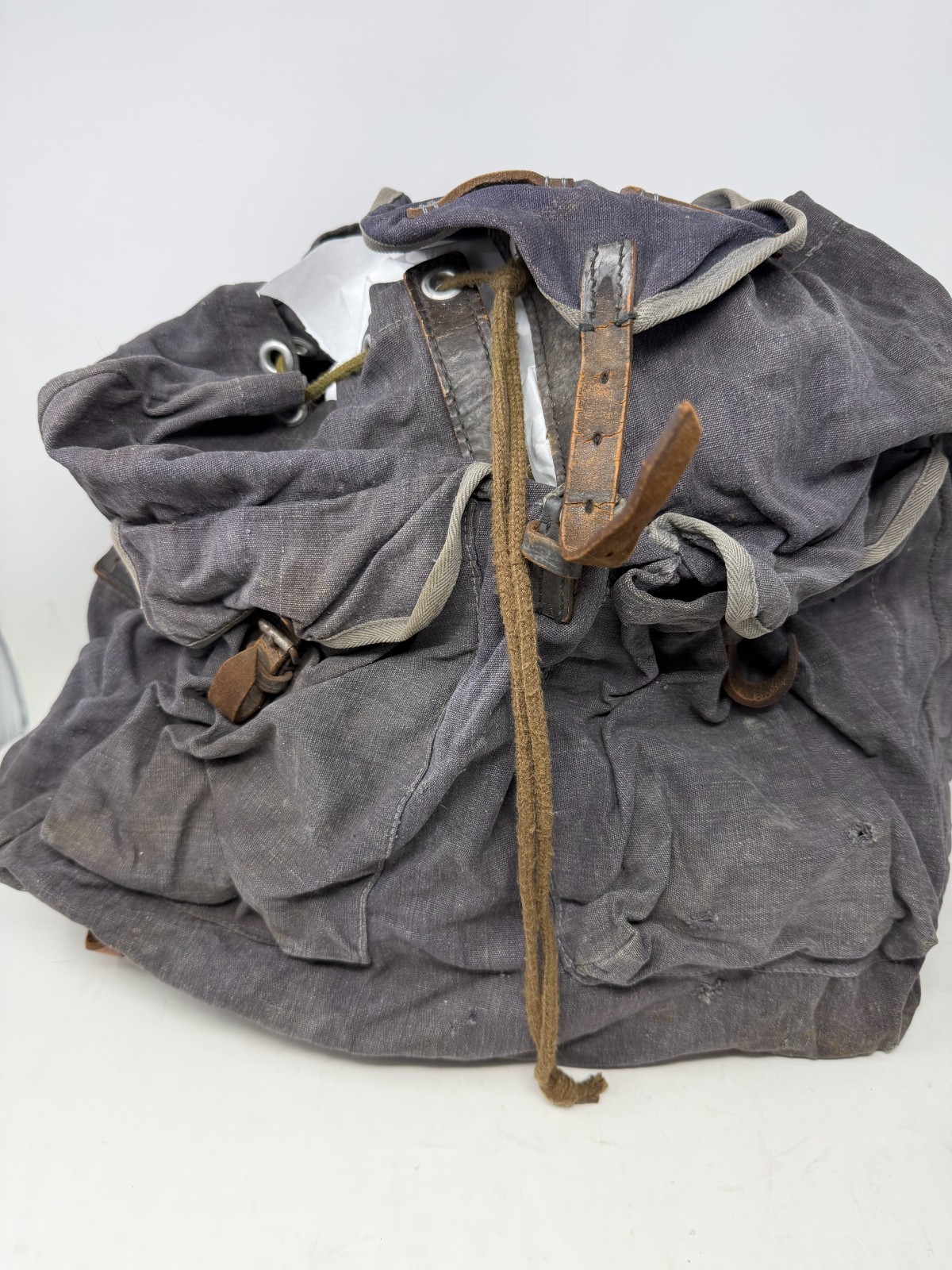 WWII German Luftwaffe Gebirgsjäger Rucksack 1943 Canvas Leather Straps – Marked