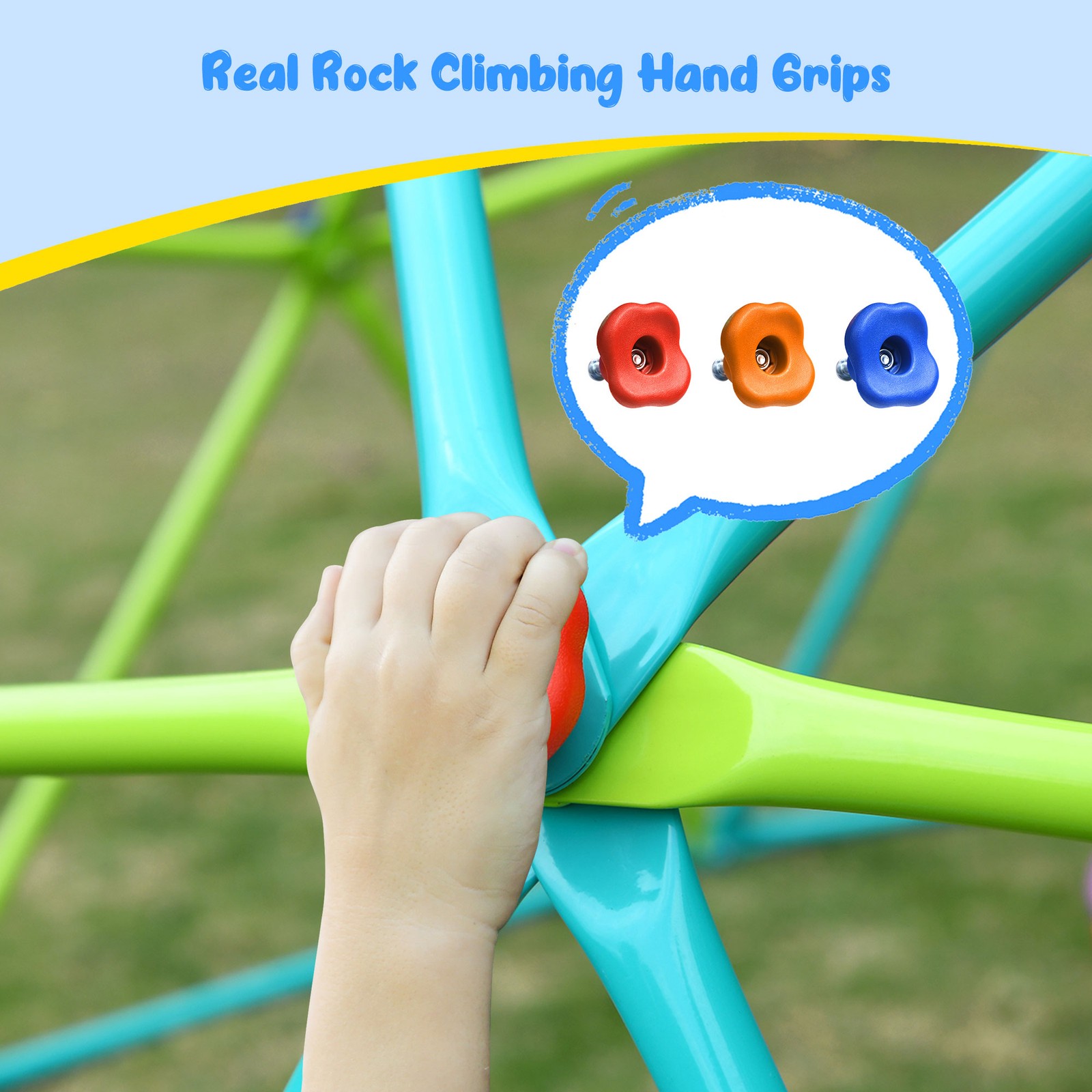 Hapfan 10FT Climbing Dome Saucer Swing Set Rust-Resistant Outdoor Playset 800lbs
