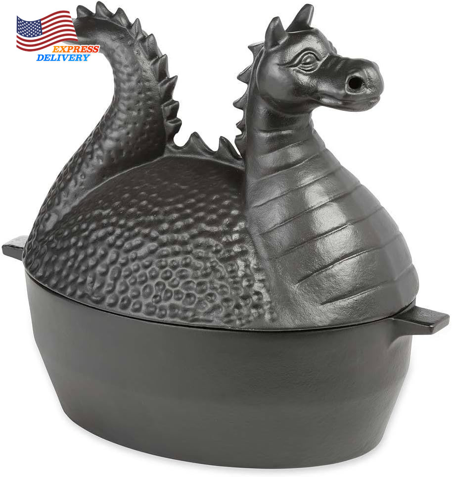 Dragon Wood Stove Steamer Cast Iron Fireplace Humidifier 2.75 QT Capacity NEW US