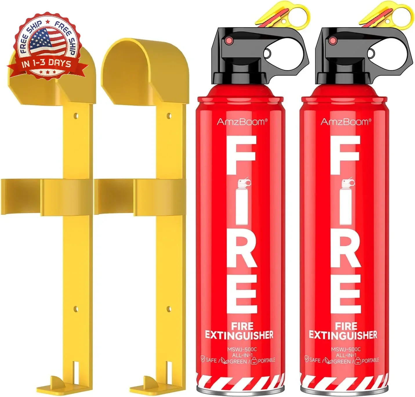 AmzBoom 2-Pack Fire Extinguisher Kit,Compact ABCK Spray for Home, Kitchen, Car,