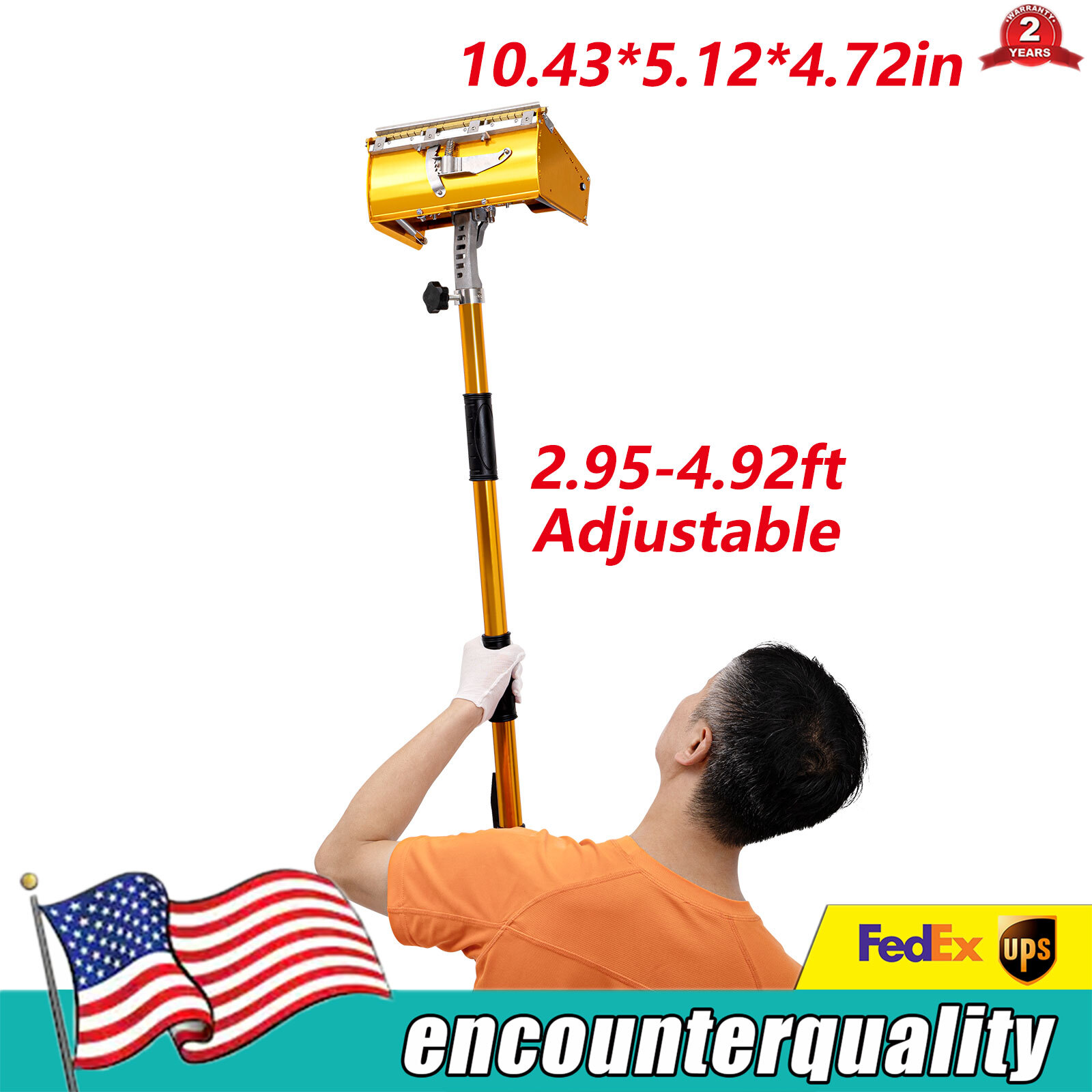 Drywall Taping Tools Flat Finishing Box Kit + 40''-64'' Extendable Handle 9.8 in