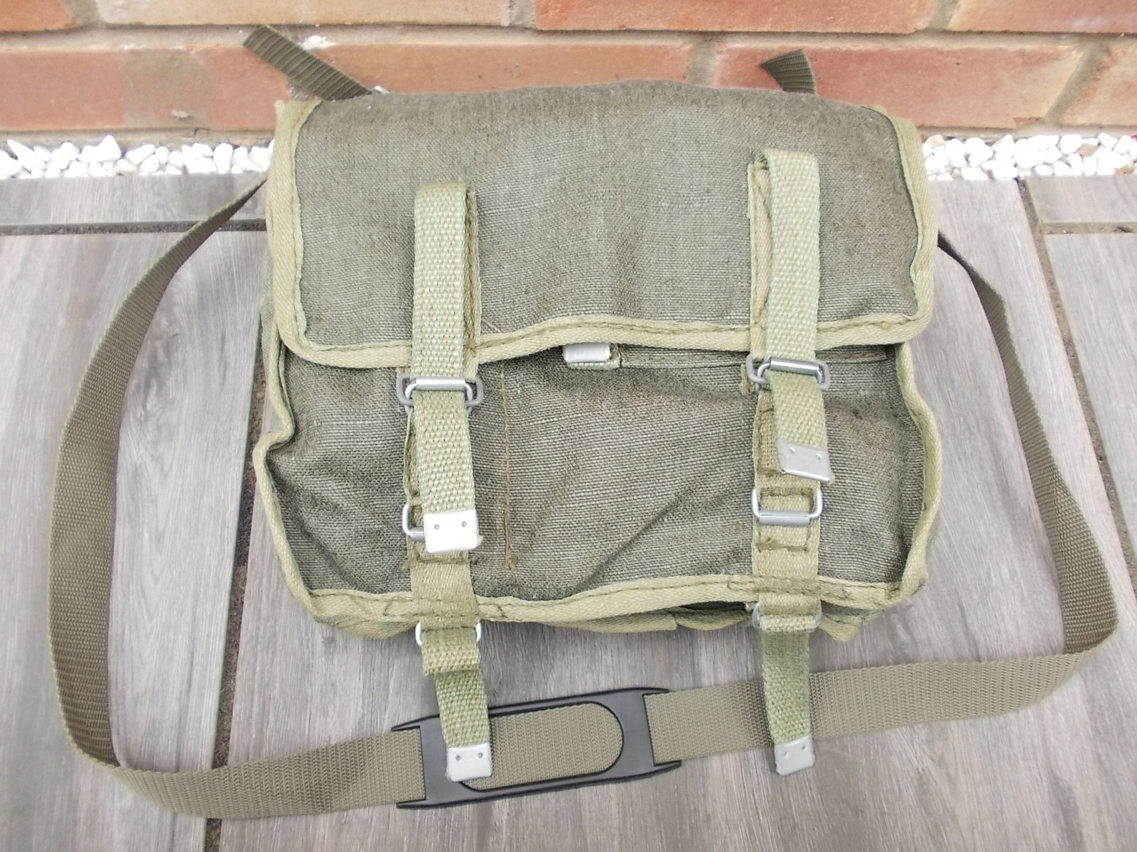 Vintage 80's Genuine Polish Army Canvas Webbing Bread Bag Military Satchel-NEW.