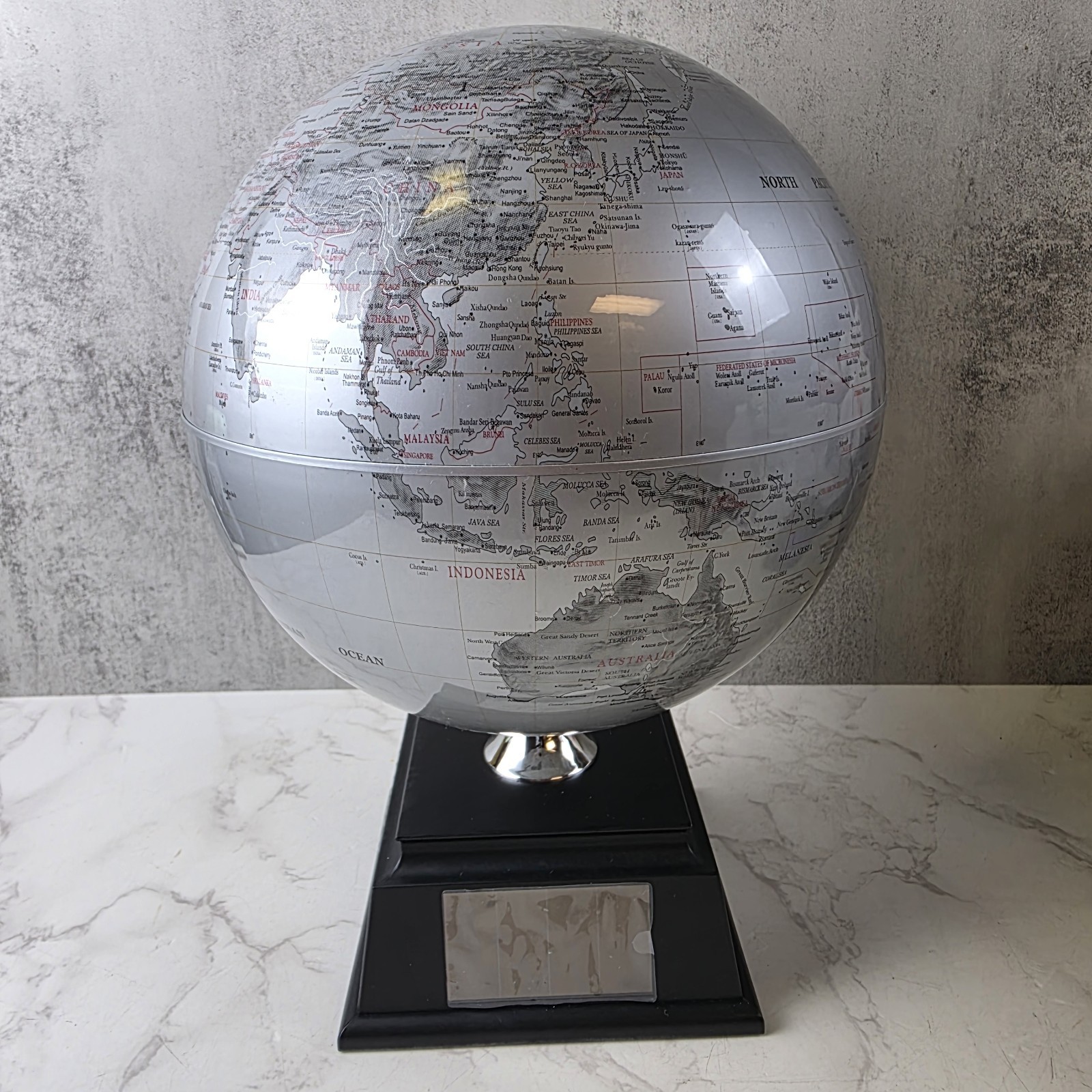 Things Remembered Solar Powered Globe Self Spinning With Black Base - Engraved