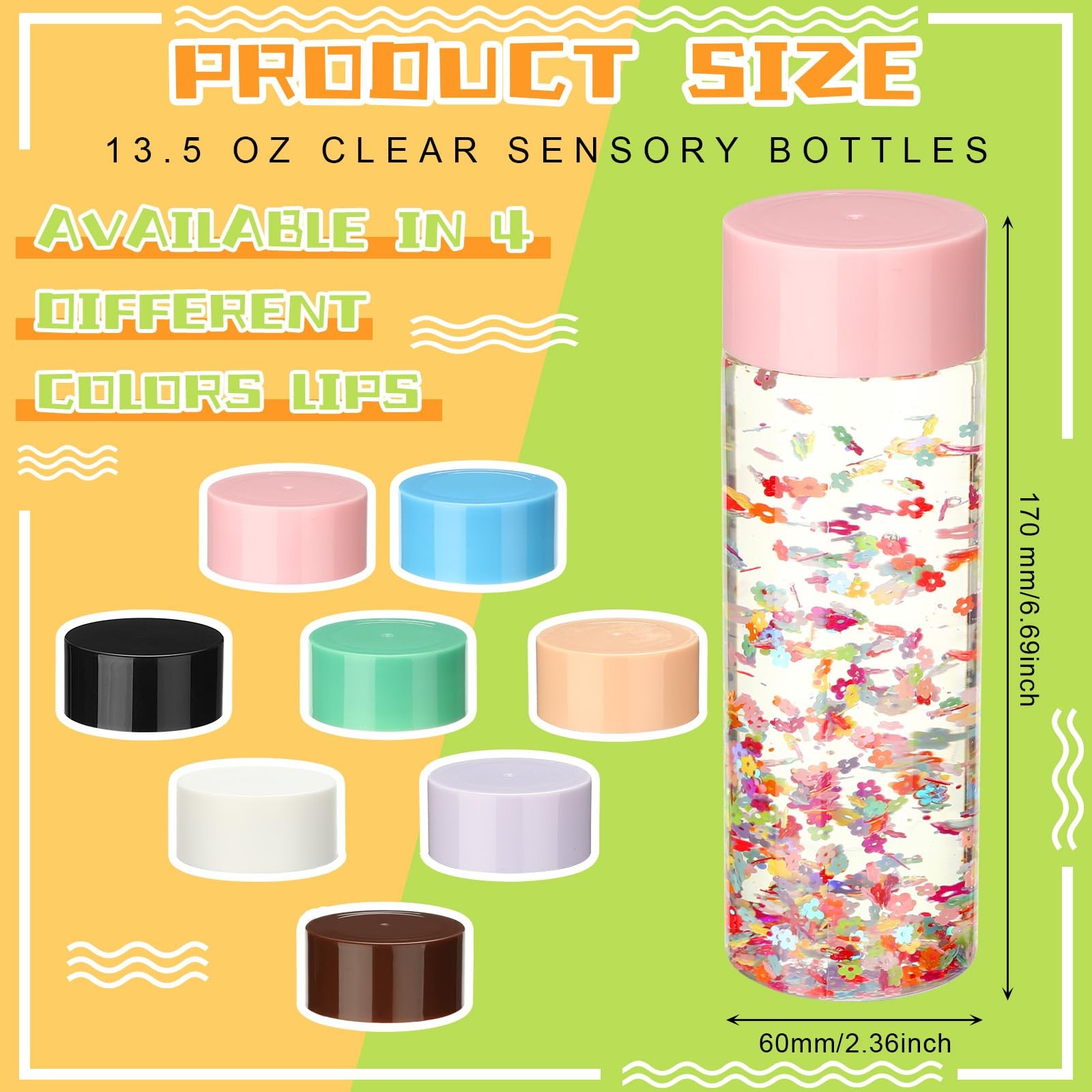 16 Pcs Empty Plastic Sensory Bottles with Lids Reusable Clear Plastic Sensory...