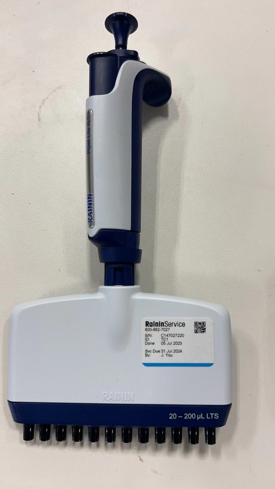 RAININ PIPET-LITE L-200 XLS 20-200ul LTS MULTI 12 Channel Pipette Calibrated