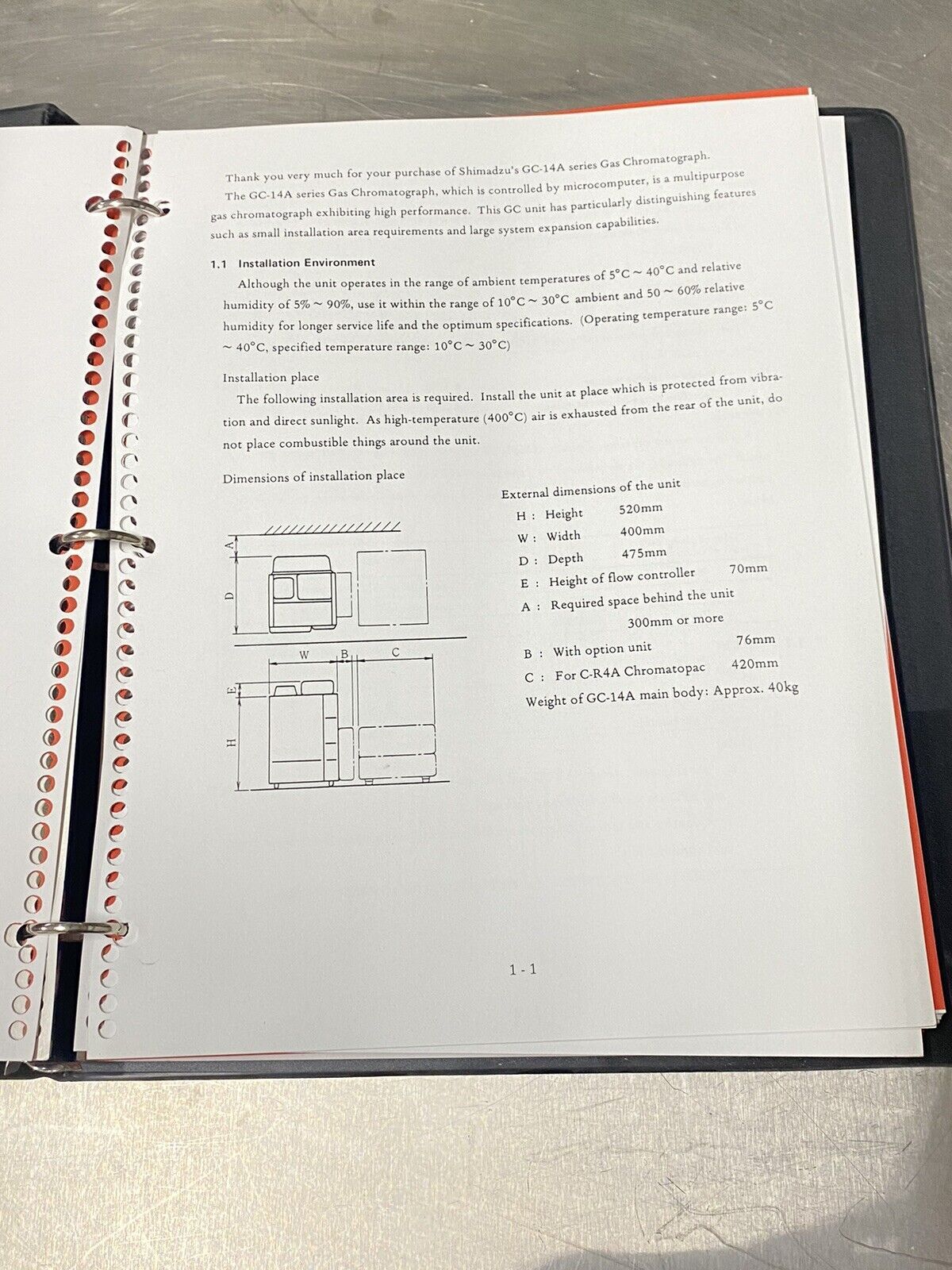 Shimadzu GC-14A Gas Chromatograph - Users Guide / Instruction Manual