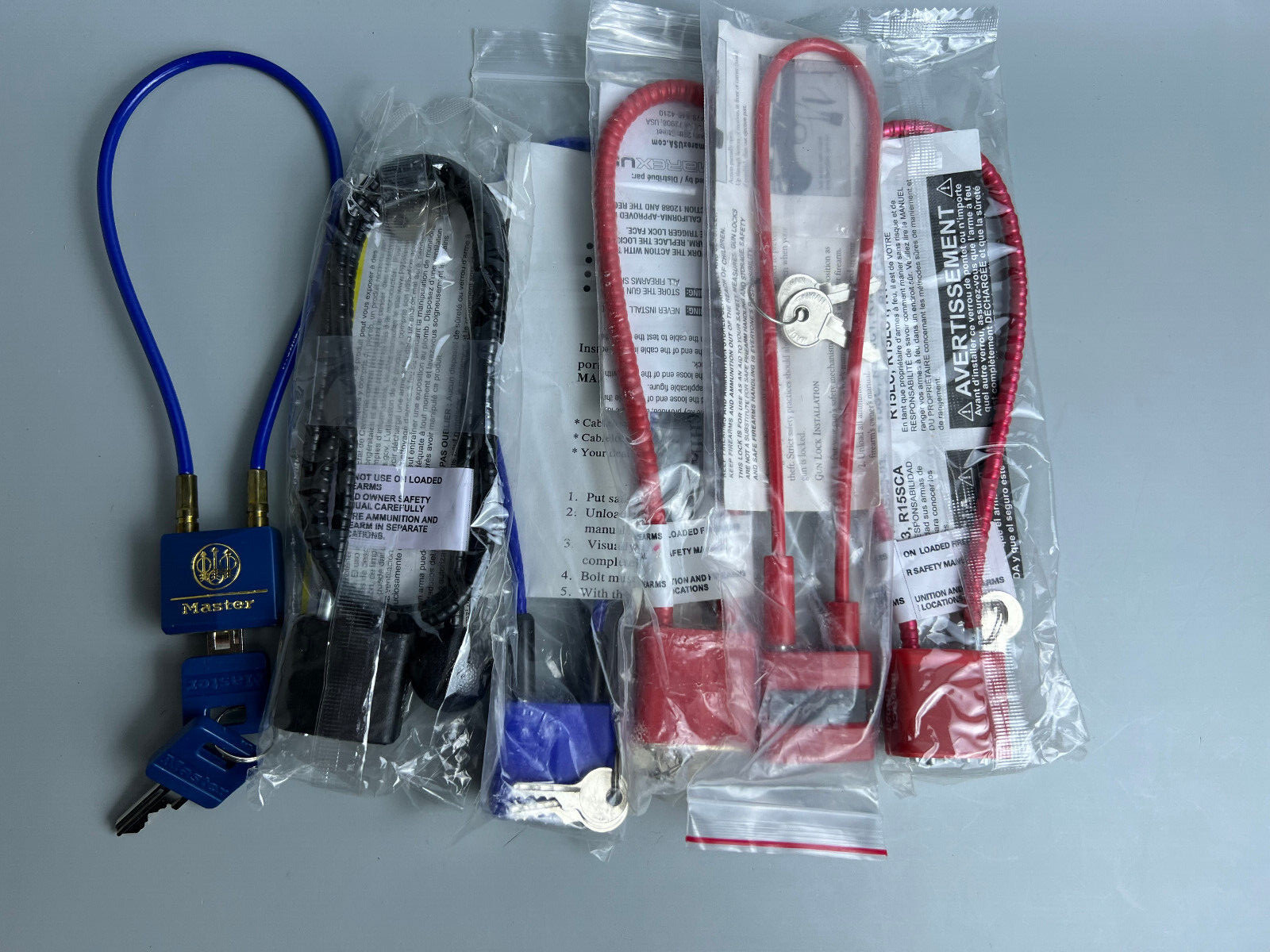 Lot of 8 Cable Gun Locks Various Makers