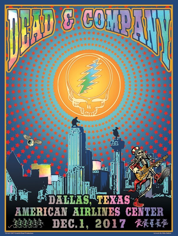 OFFICIAL Dead & Company Dallas TX 2017 RAINBOW FOIL Show Poster SIGNED S/N #/910