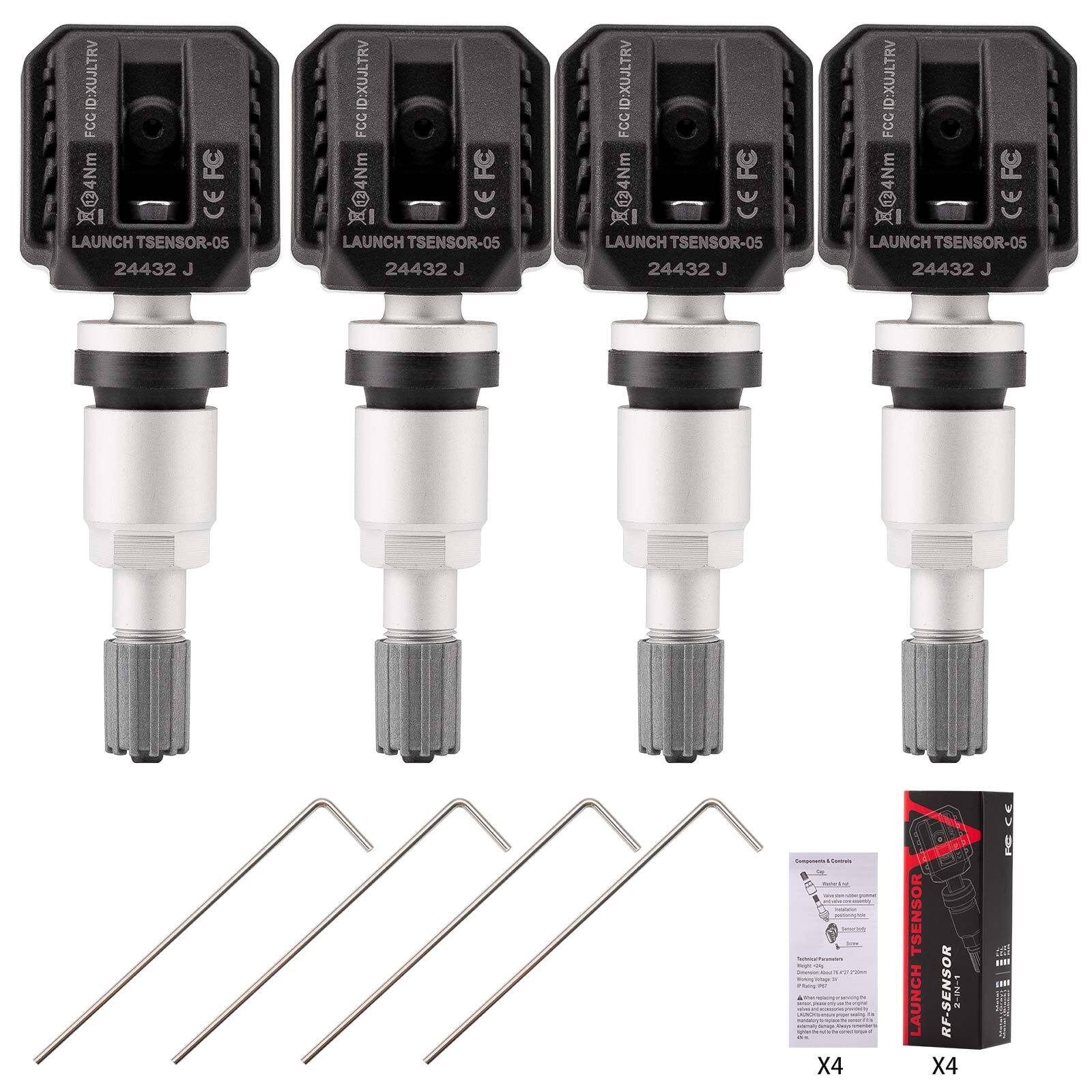 4x LAUNCH TSENSOR-05 RF Sensor Programmable Universal TPMS Sensor 315MHz &433MHz
