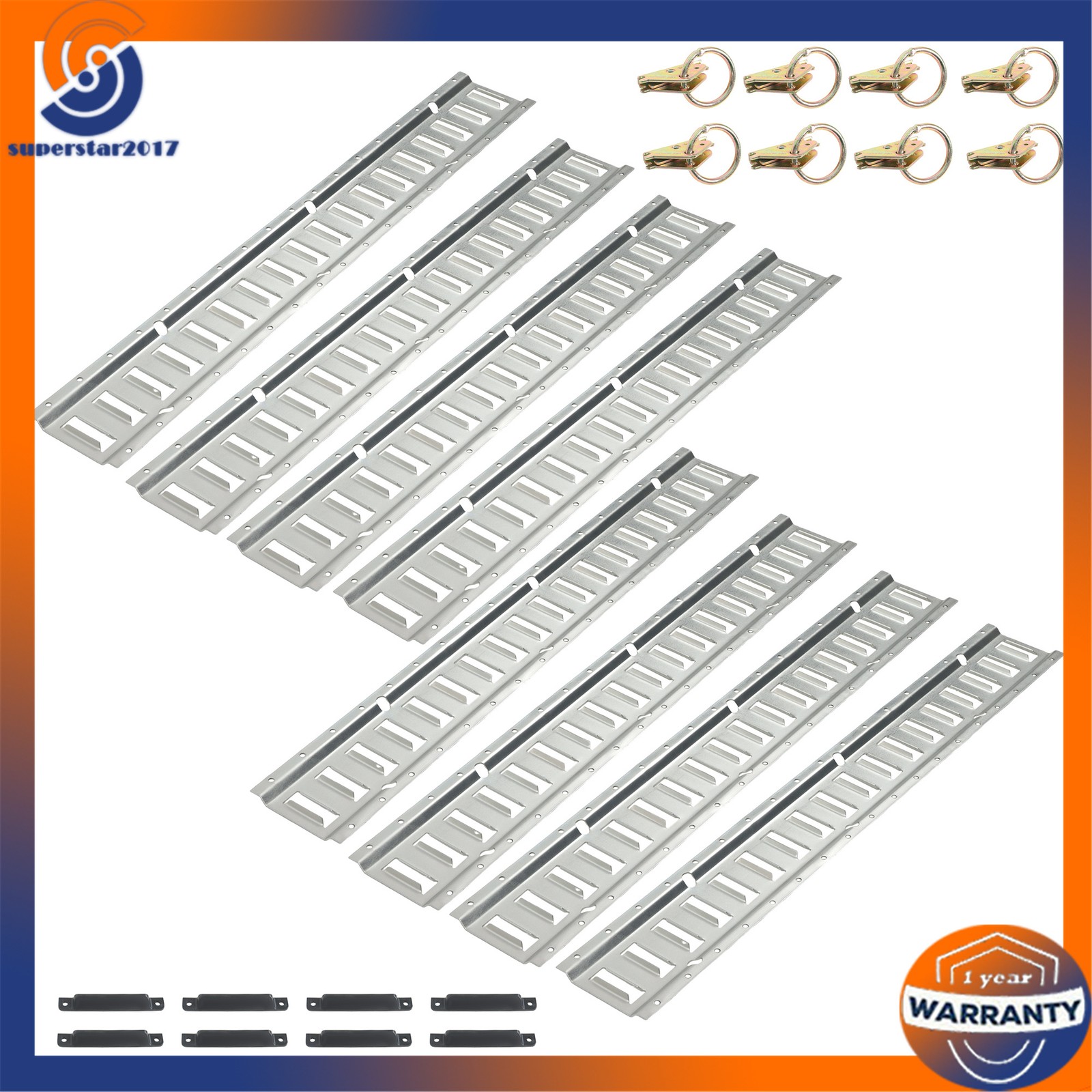 Silver 24 Pack 3 Foot E Track Rails, Zinc Plated Fit For Cargo Trailer Tie Down