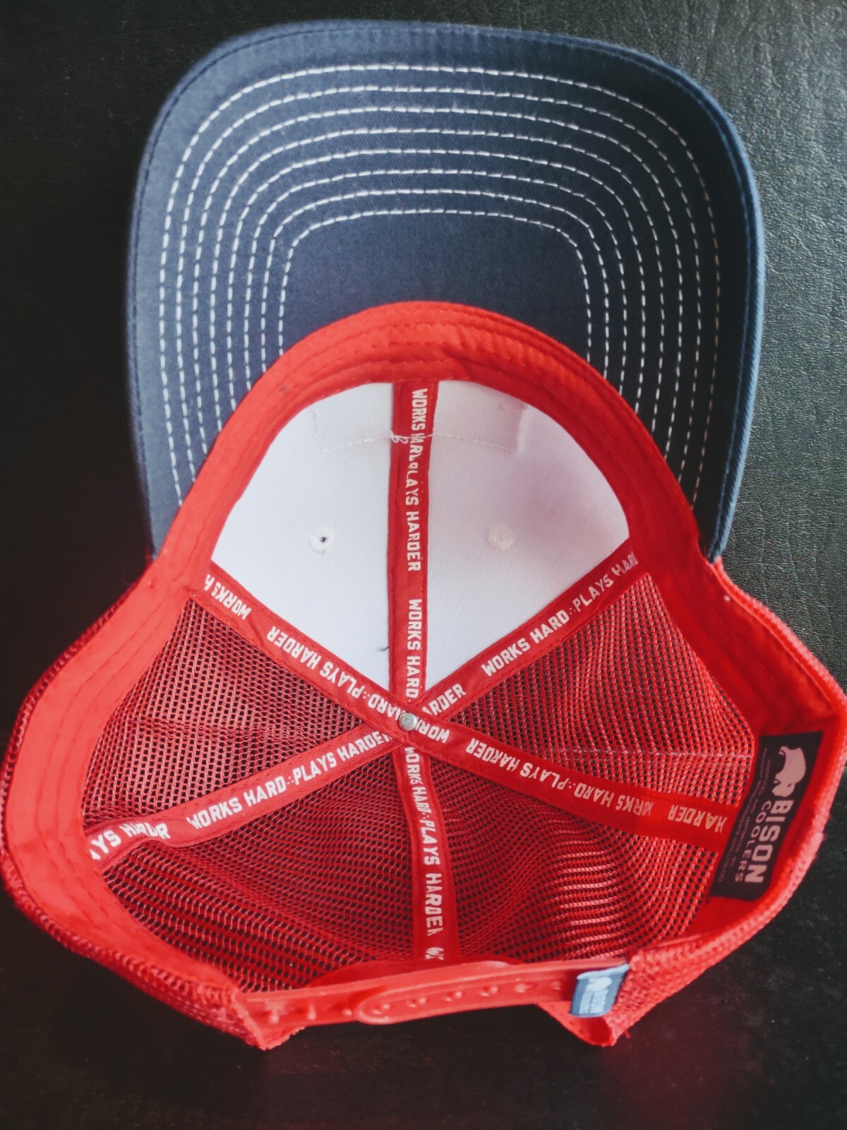 Men's BISON COOLERS Red White & Blue USA Flag Logo Hat adjustable 🦬🇺🇲