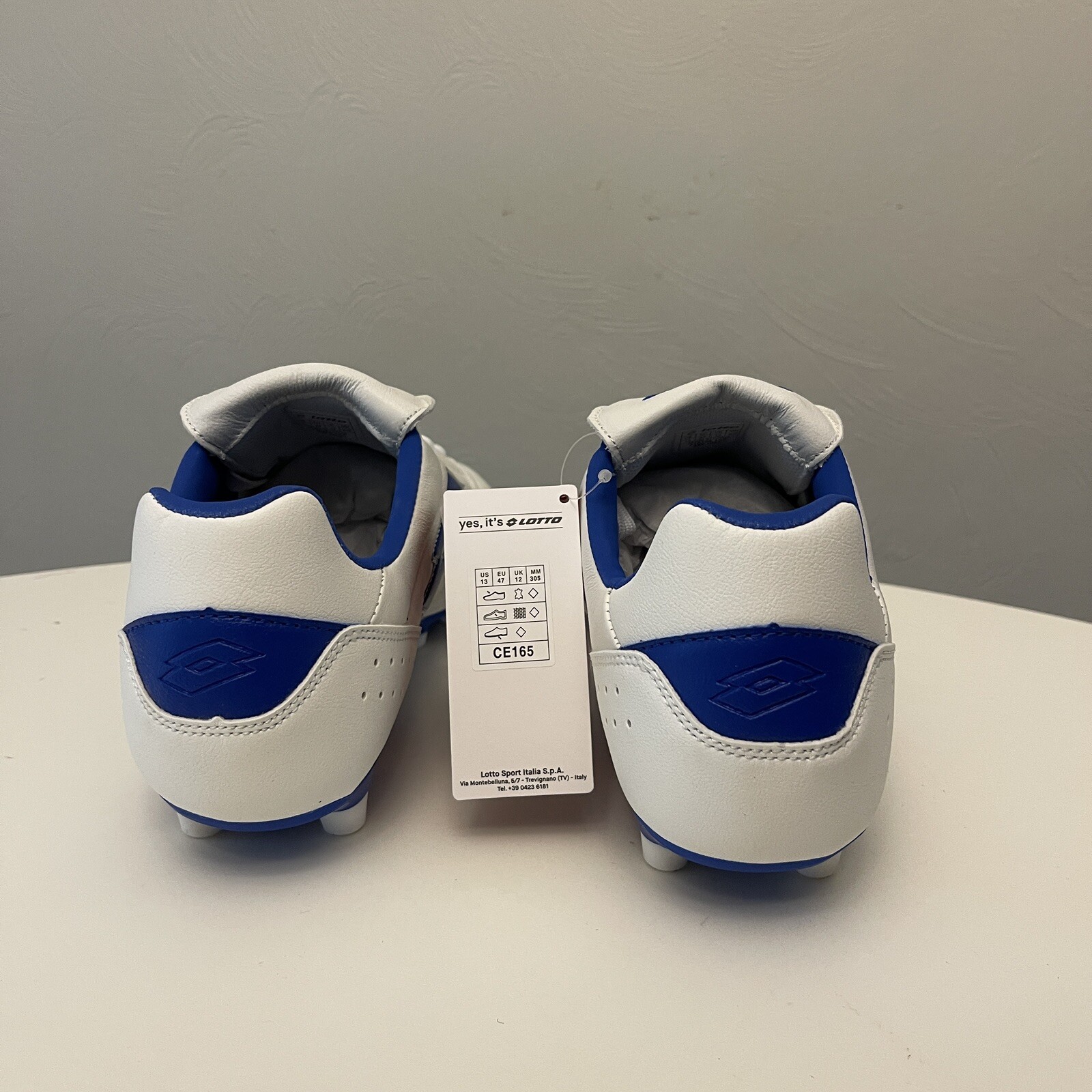 Lotto Stadio 200 III FG - Soccer Football Cleats - White Blue - US 13 EUR 47 NEW