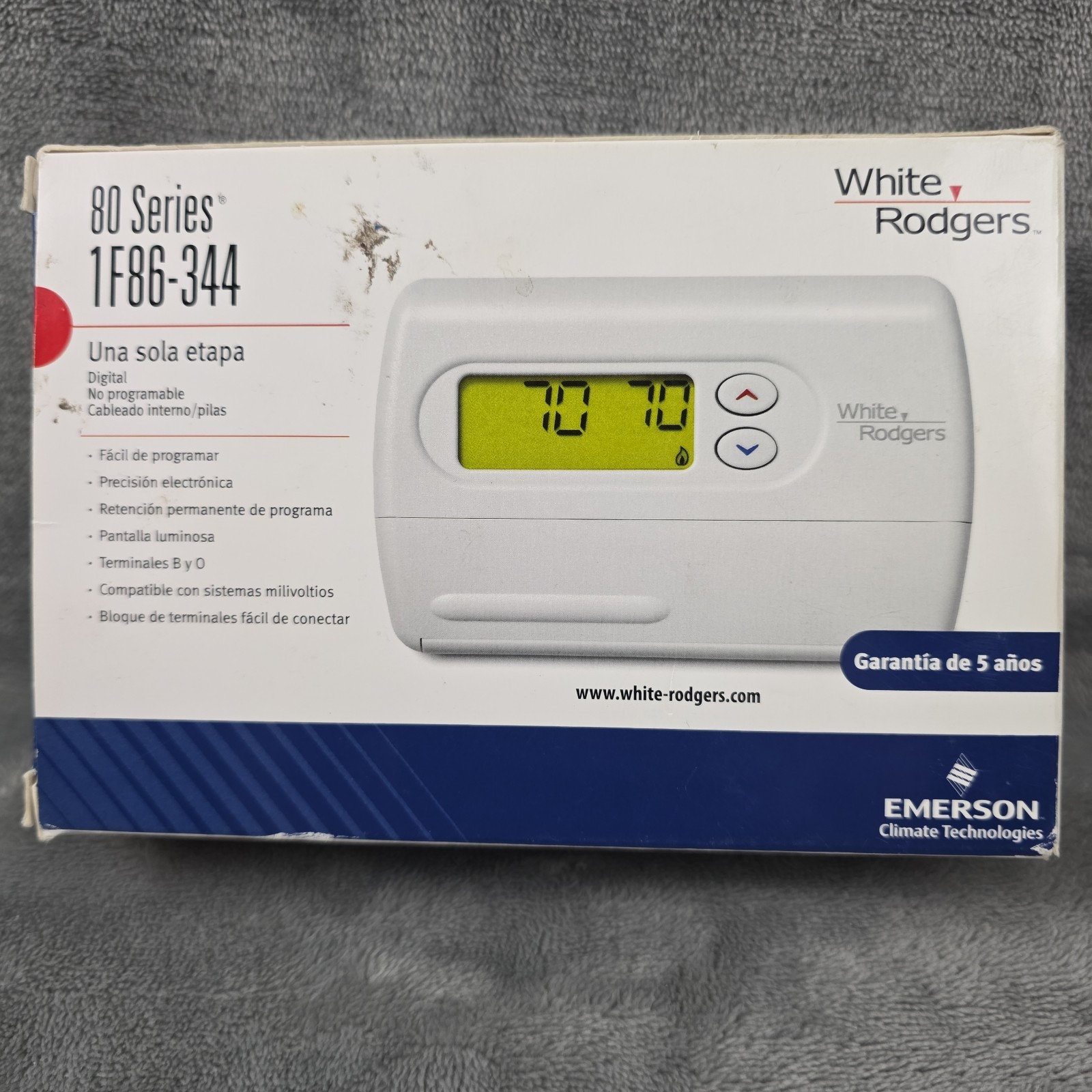 White-Rodgers 1F86344 Non-Programmable Thermostat - White