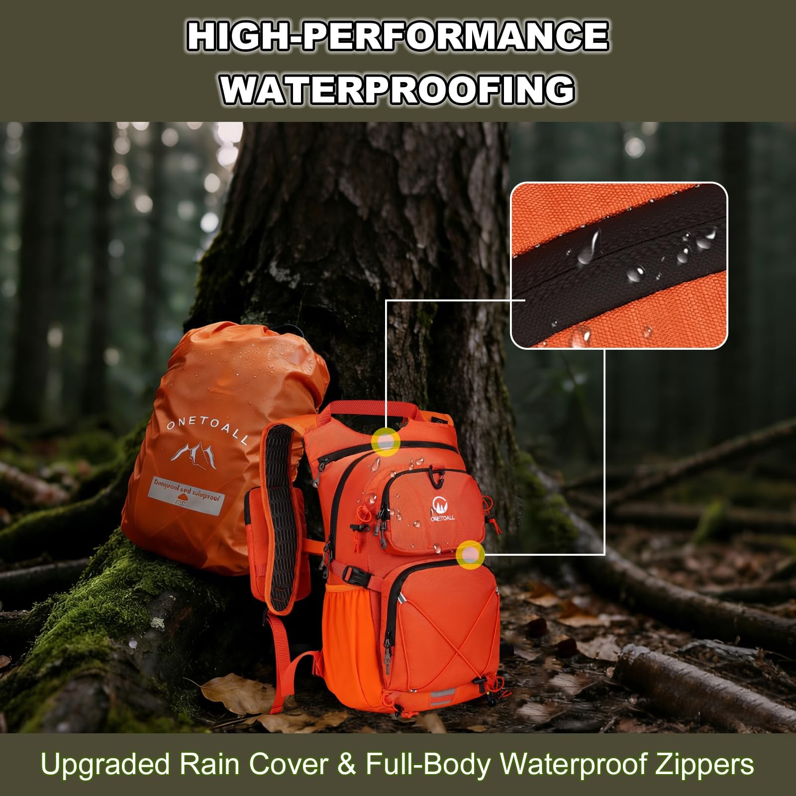 Hydration Backpack 22L, Hiking Backpack with 2L Leakproof Bladder, Sewn-in Ra...
