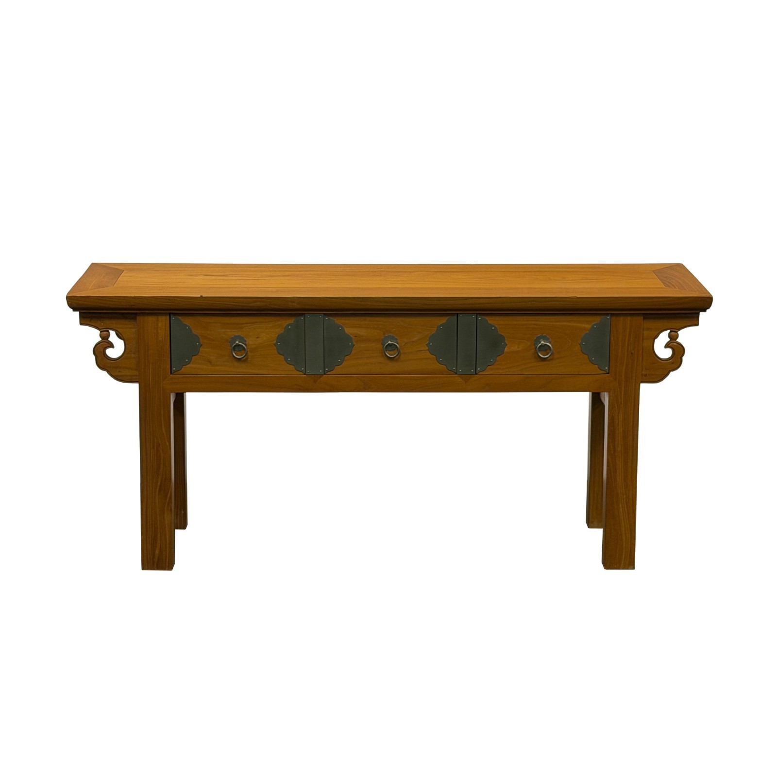 Oriental Copper Brown Ru Yi Apron 3 Drawers Low Bench Table ws5068