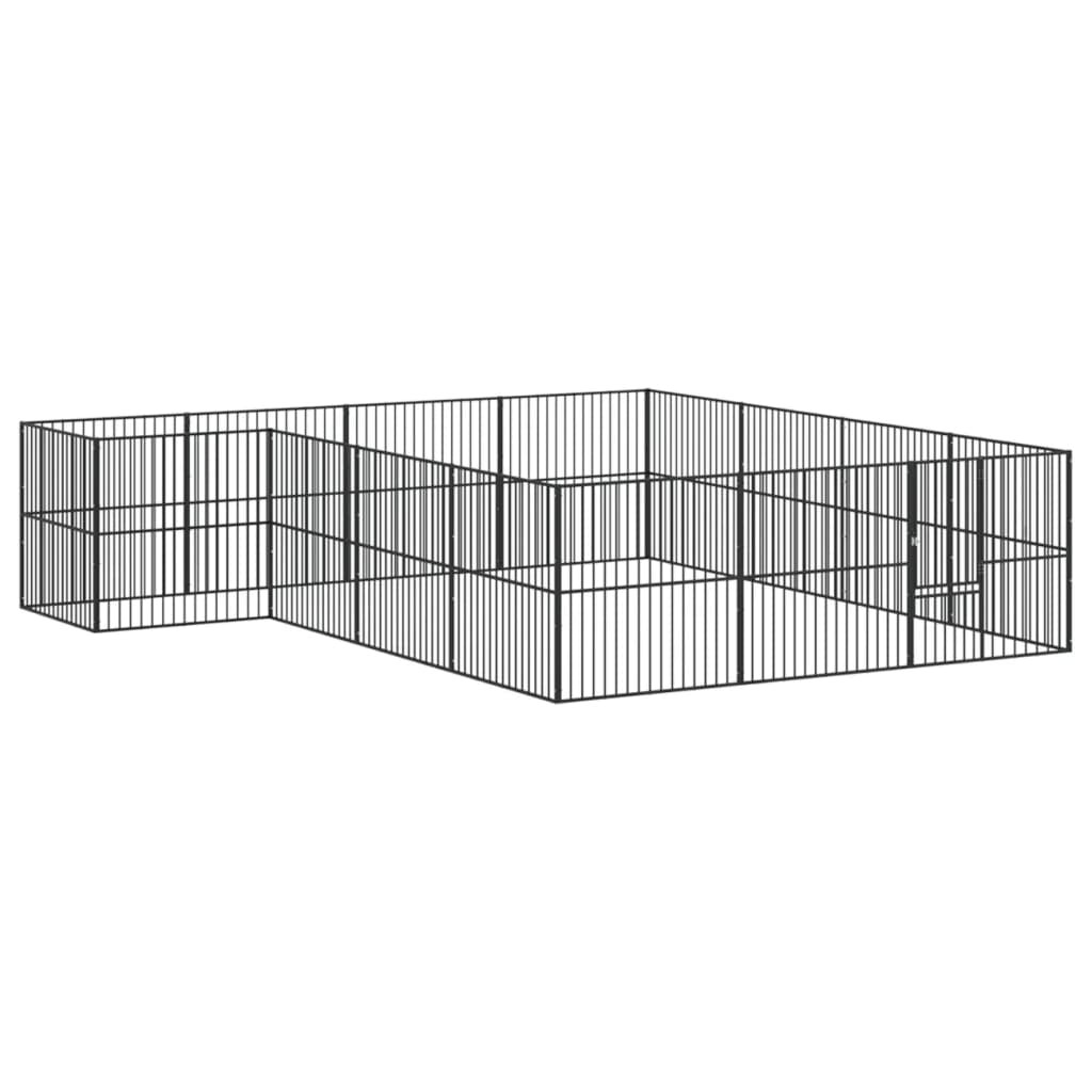 Dog Playpen Black Galvanized Steel Large Durable Dog Playpen vidaXL