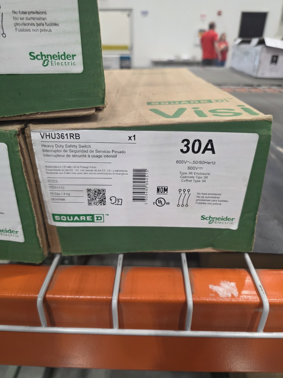 Square D VHU361RB 30A 600V Heavy Duty Safety Switch Non-Fused Type 3R Enclosure