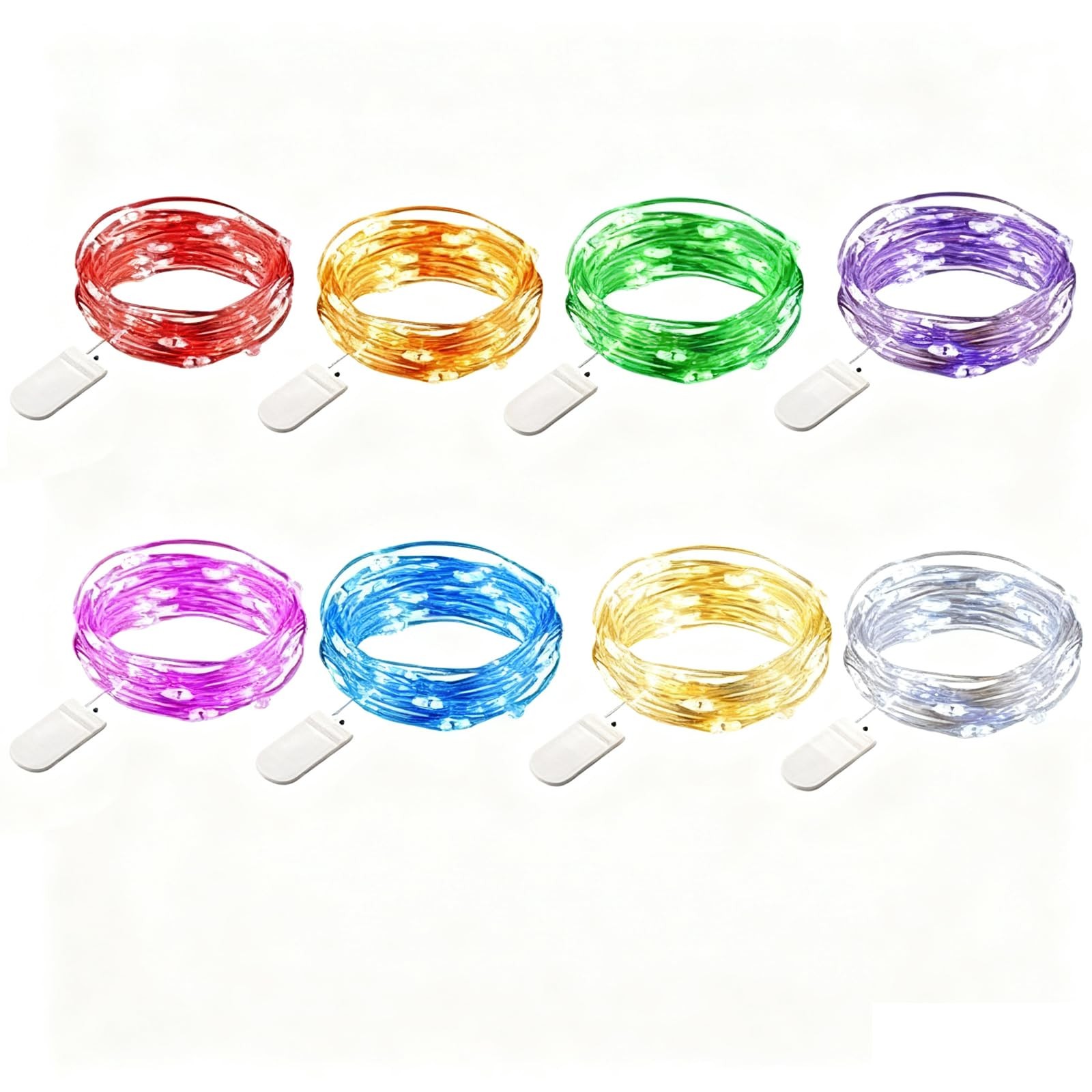 8 Pack 30 LED Fairy Lights Battery Operated 10 ft Mini Copper Wire String