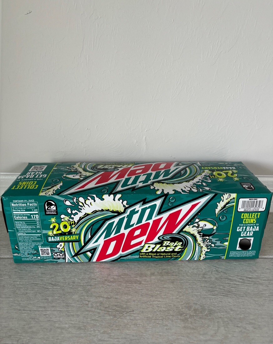 Mtn Dew Taco Bell Baja Blast 20th Anniversary (LIMITED EDITION) 12 Pack