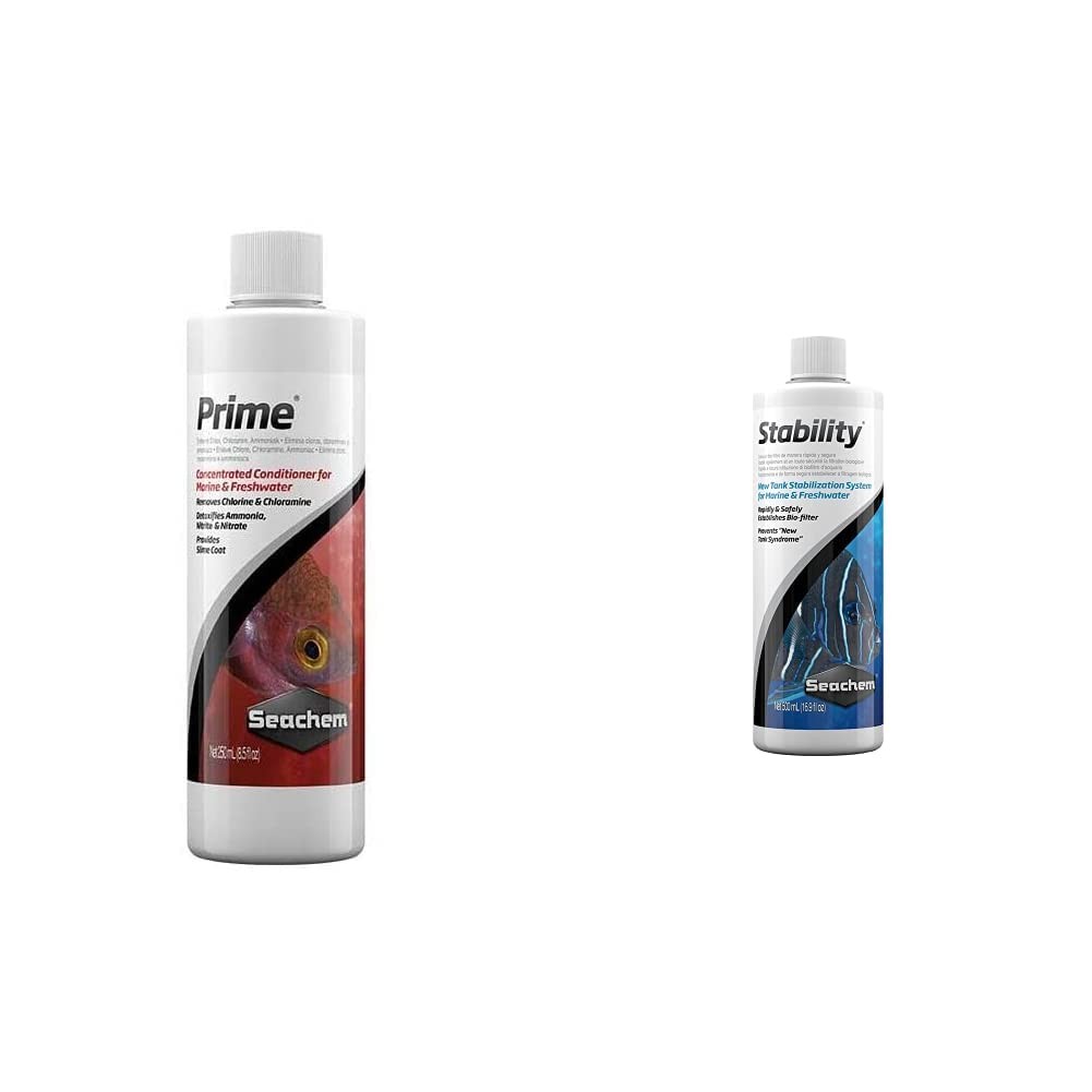 Seachem Prime & Stability Aquarium Water Conditioner Bundle 250ml + 16.9oz