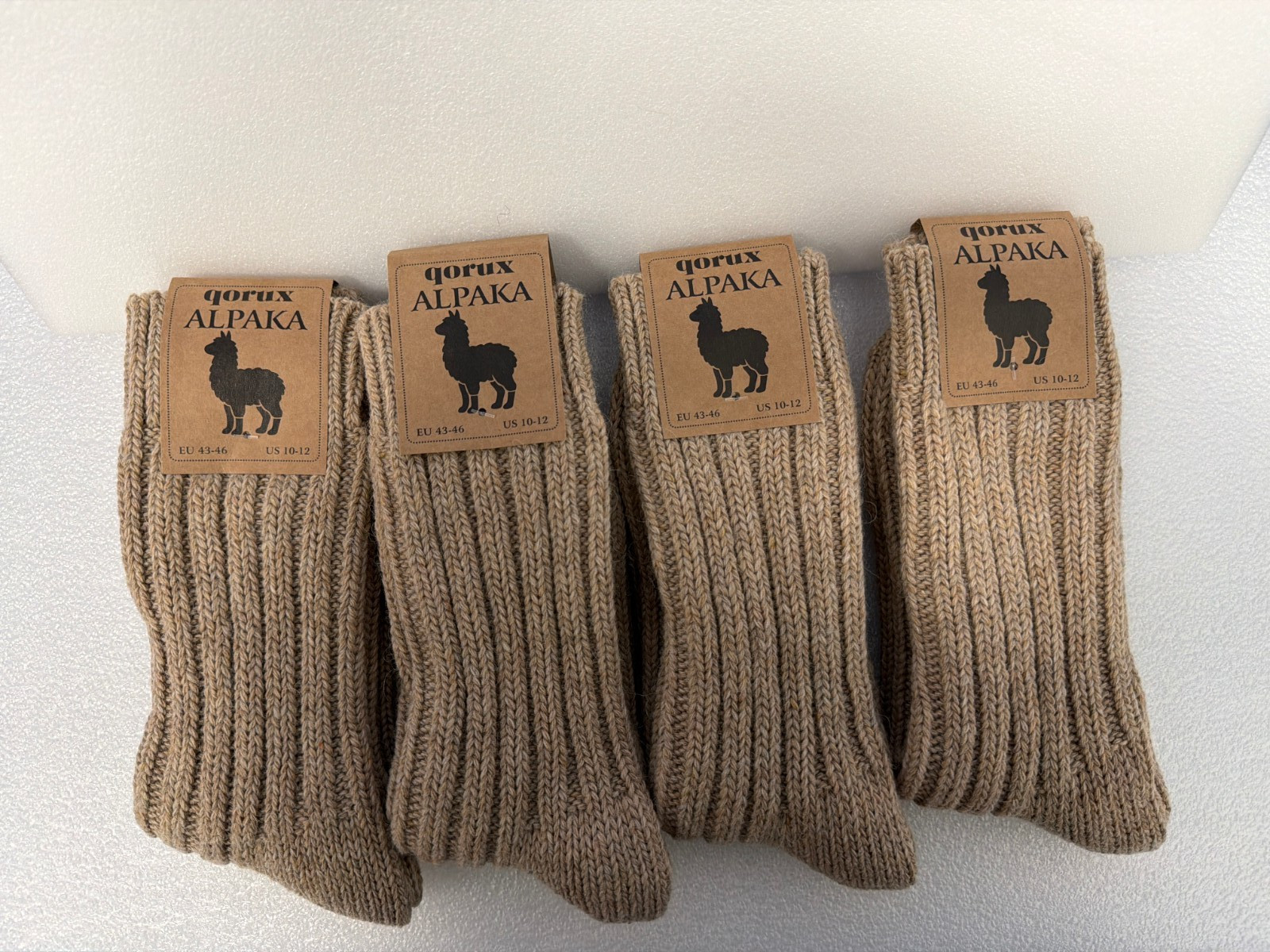 4 pairs alpaca wool socks thermal nature winter socks for women &men-Beige