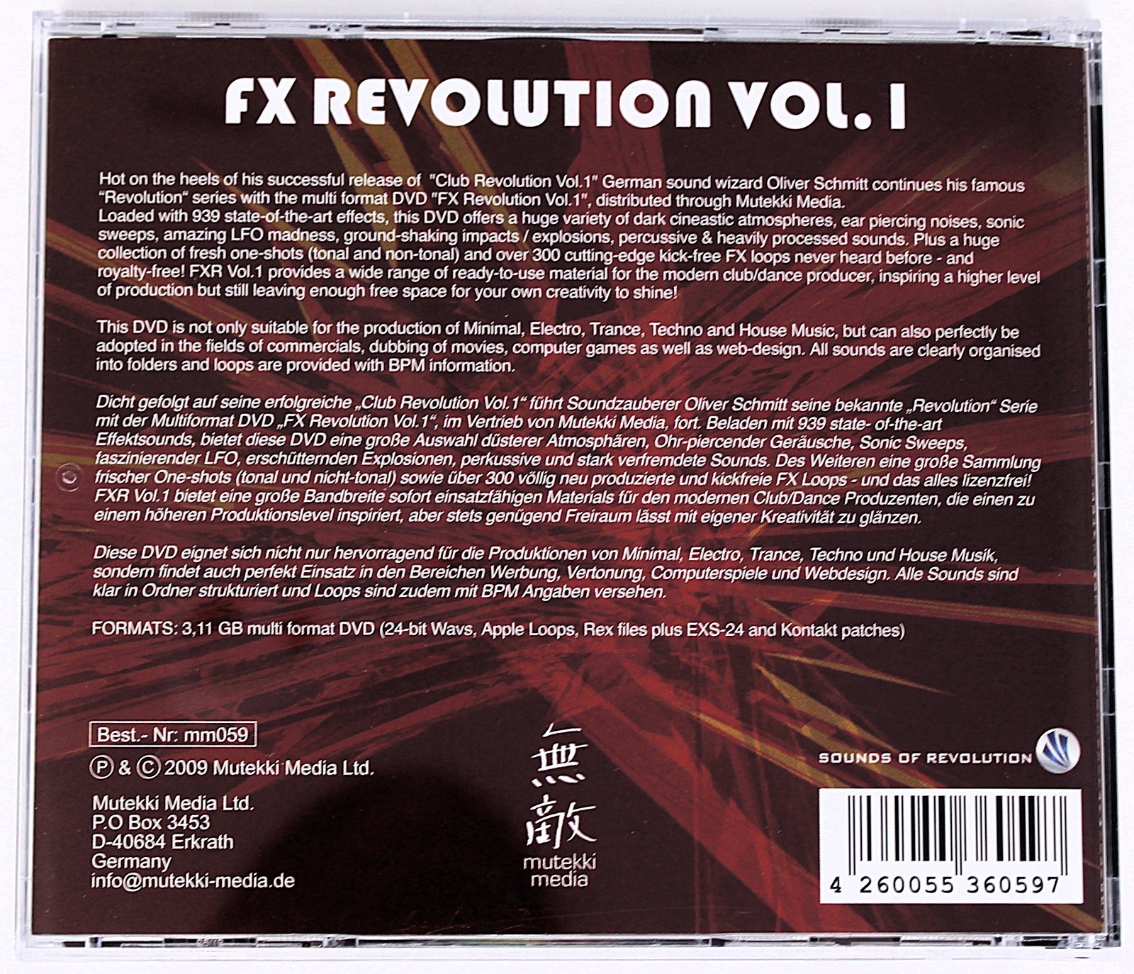 Mutekki Media FX Revolution Vol.1 Sample/Sound Library/Sampling CD