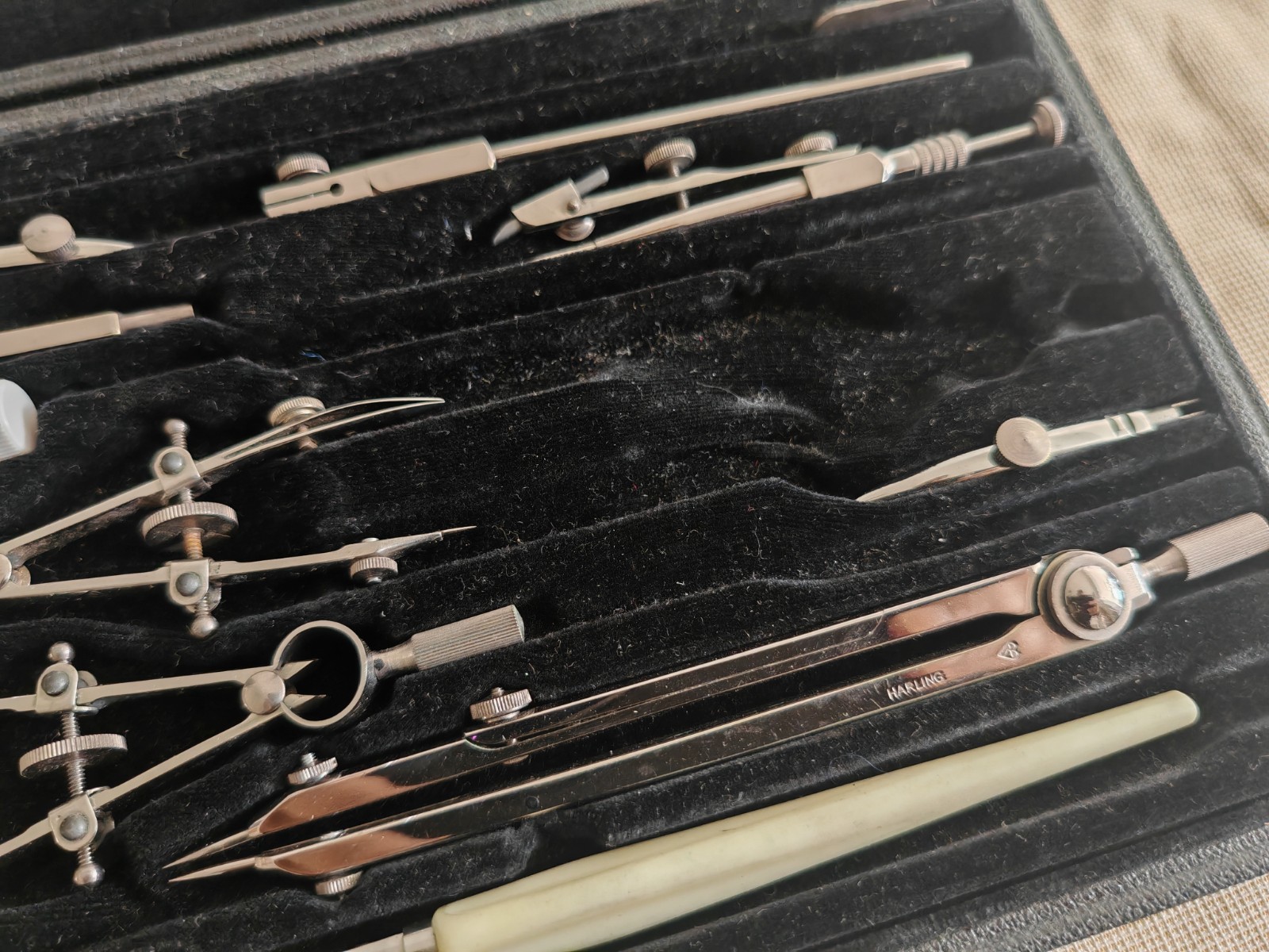Vintage Harling London Technical Drawing Instrument Set Drafting Compass & Tool