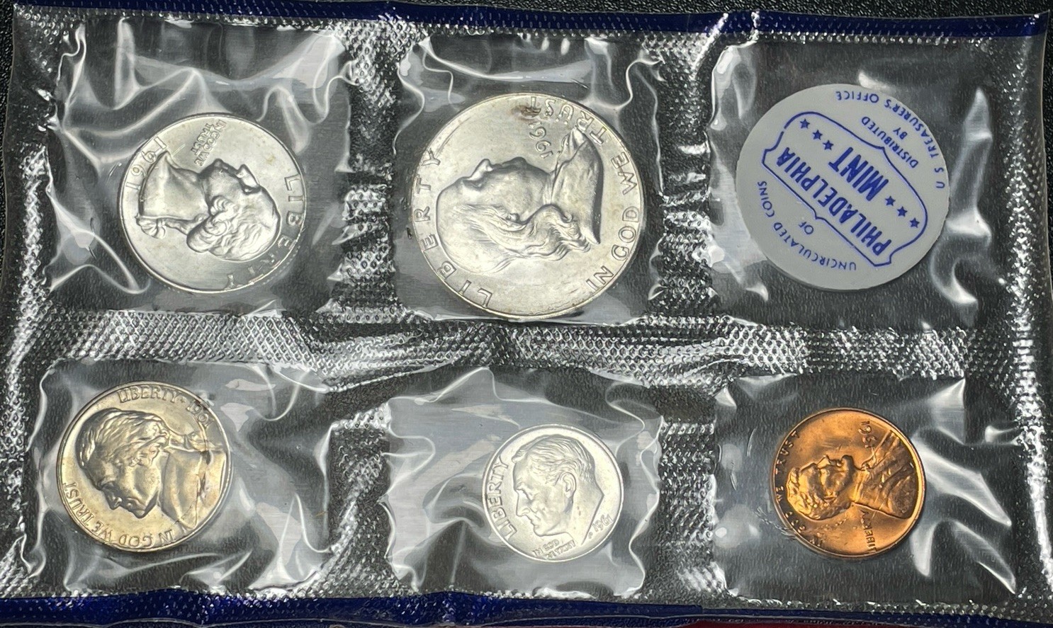 1961 P&D US Mint Uncirculated Silver Mint Set with Original Packaging/Cellophane