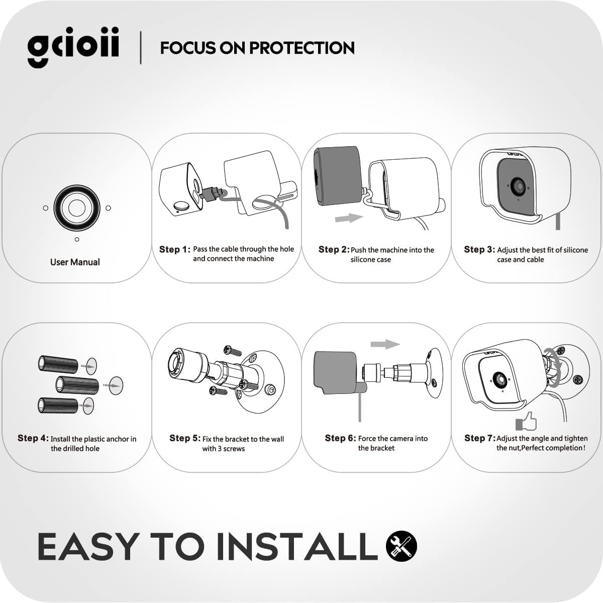 Blink Mini Wall Mount Bracket with Protective Case，Weather Proof 360 Degree P...