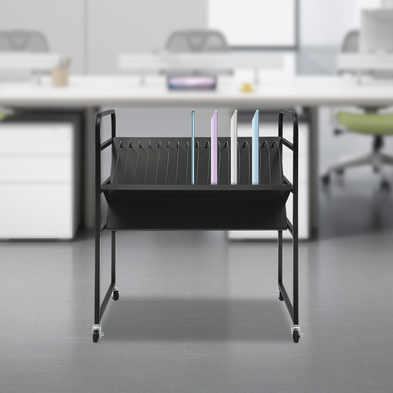 16-Position Laptop and Tablet Open Charging Station, Mobile Storage Cart, Tablet