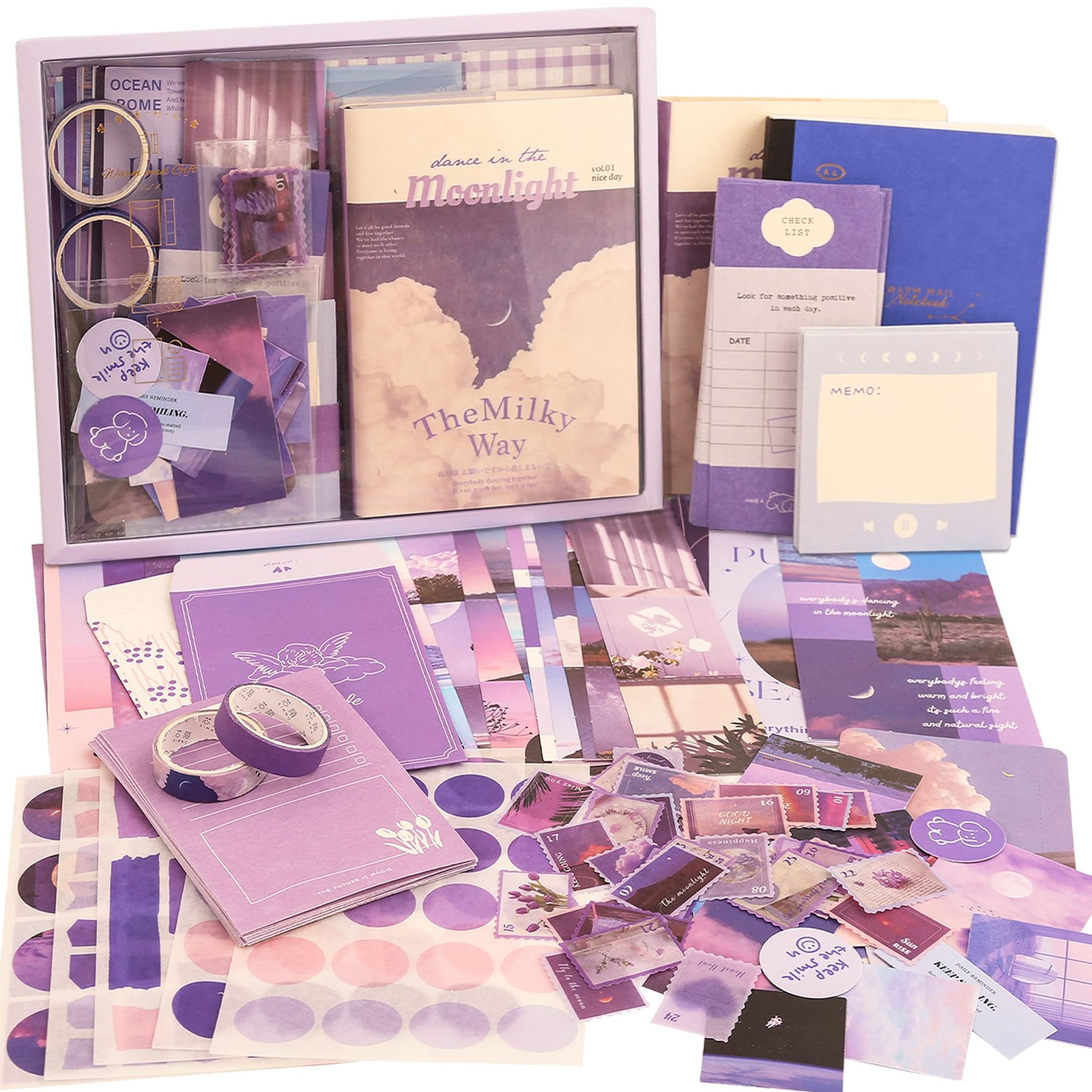 emmoolife 348 Pcs Scrapbooking Supplies Kit, Vintage Vintage, Moonlight