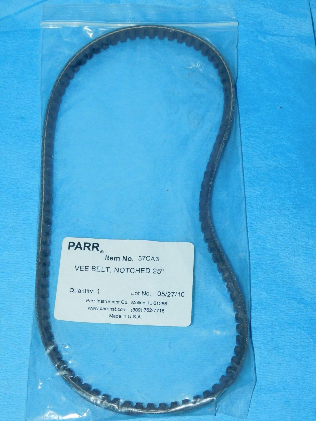 PARR 37CA3 VEE BELT, NOTCHED 25" NEW QTY 1