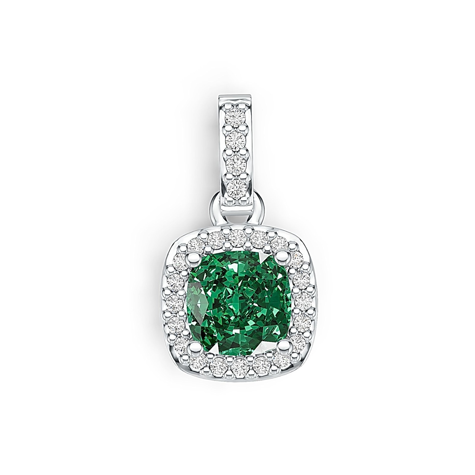 Sterling Silver Semi Mount Pendant Setting Cushion CU 5X5mm with White Topaz