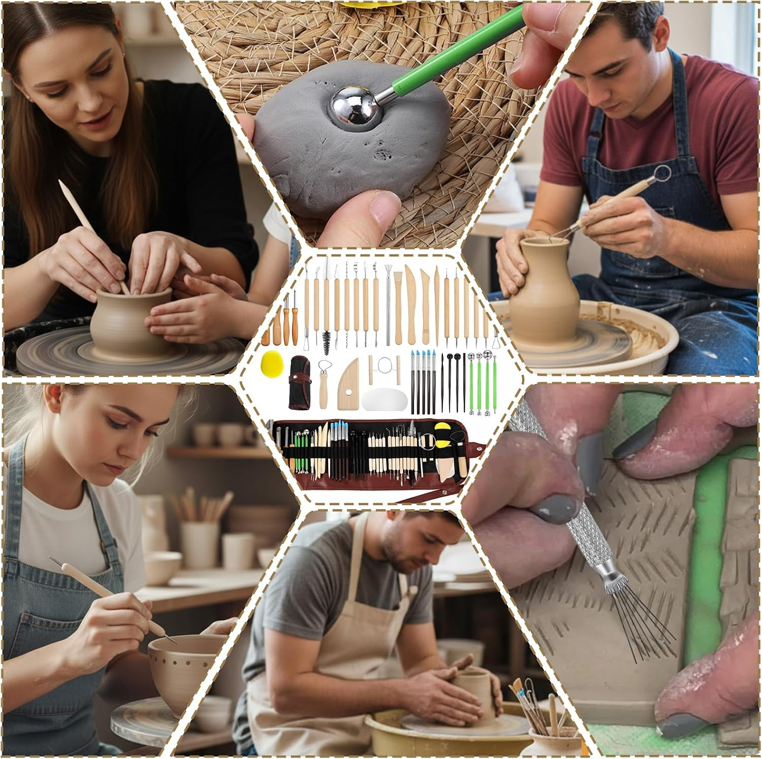 42Pcs Pottery Tools Kit for Sculpting,Clay Tools Sculpting Kit,Ceramic Tools for
