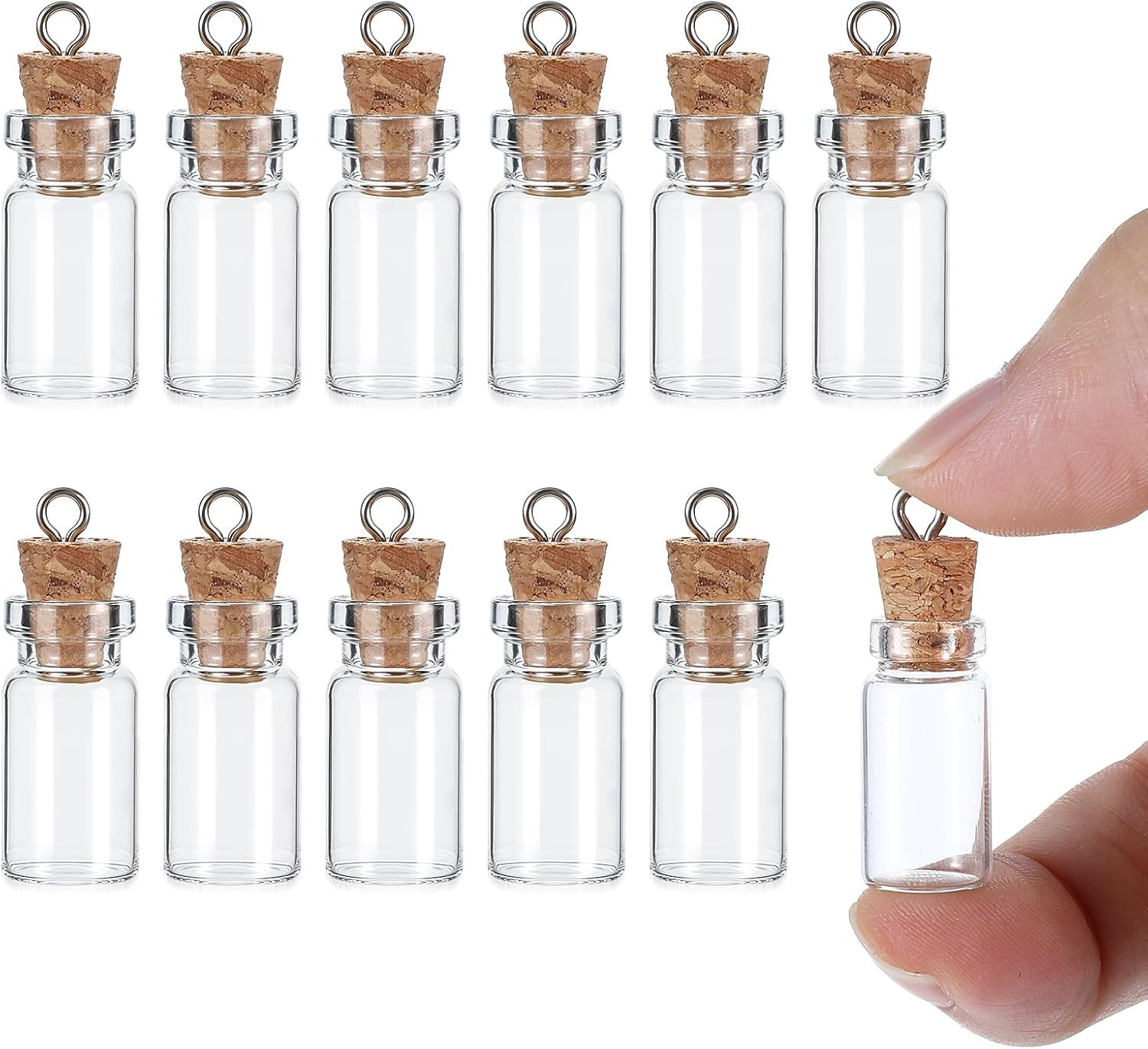 12 Pcs Small Glass Bottles with Cork, 1.5Ml Tiny Glass Jars with Lids Empty Mini