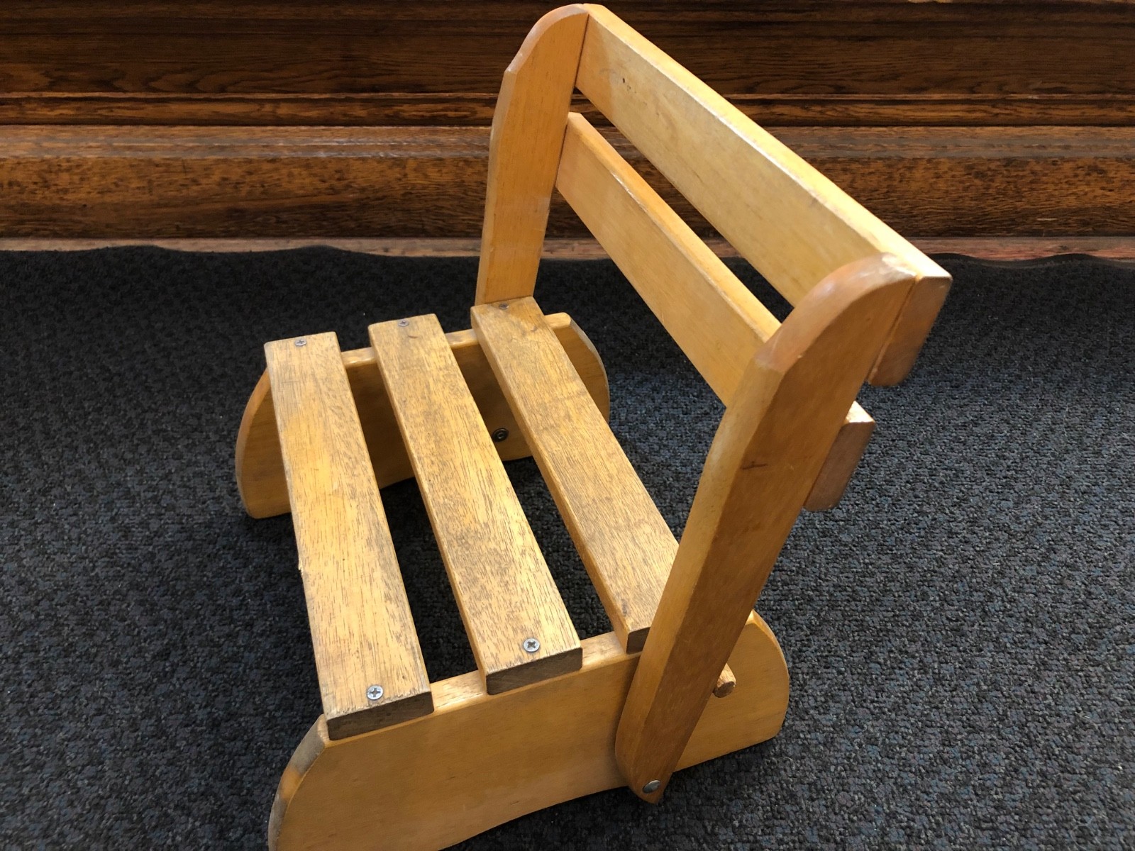 Vintage Convertible Child Step Stool Chair Wood Folding Kids Seat 2-in-1