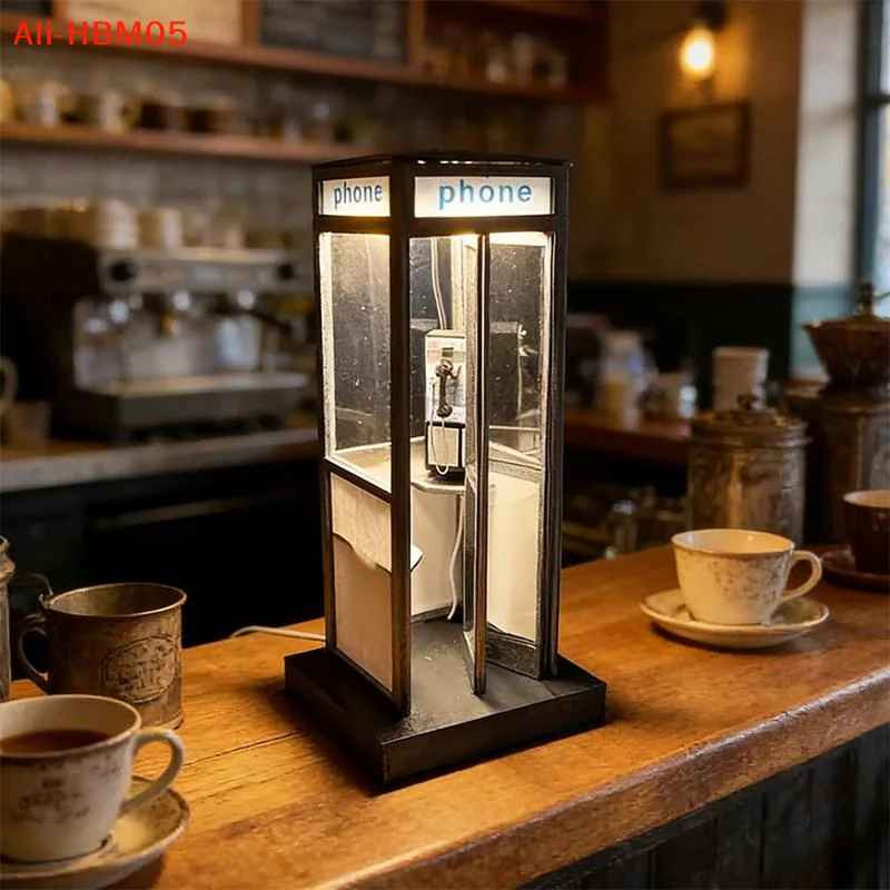 Retro British Style Mini Telephone Booth Night Light for Bedroom & Home Decor OY