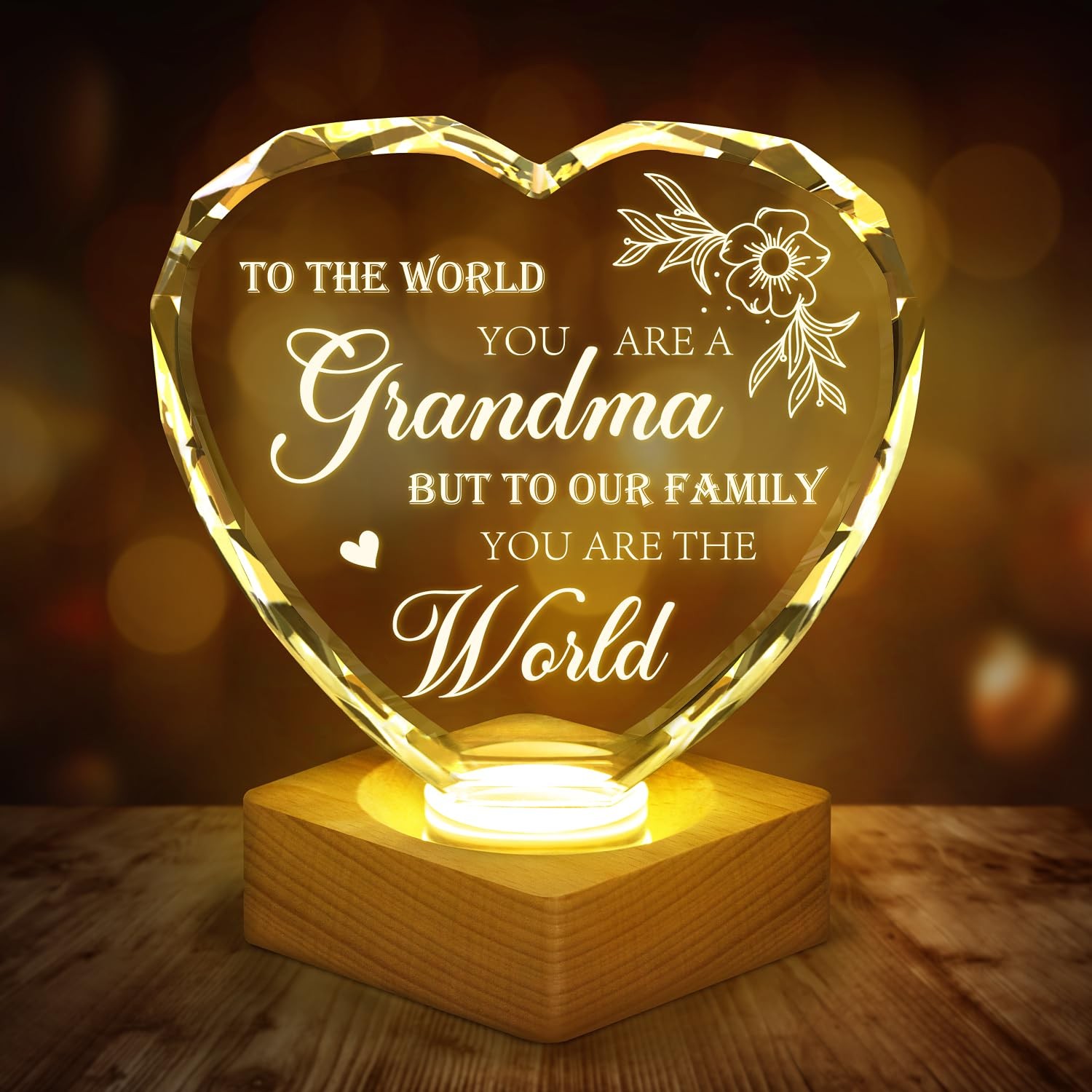 To My Grandma Gifts from Grandchildren, Engraved Crystal D Gift for